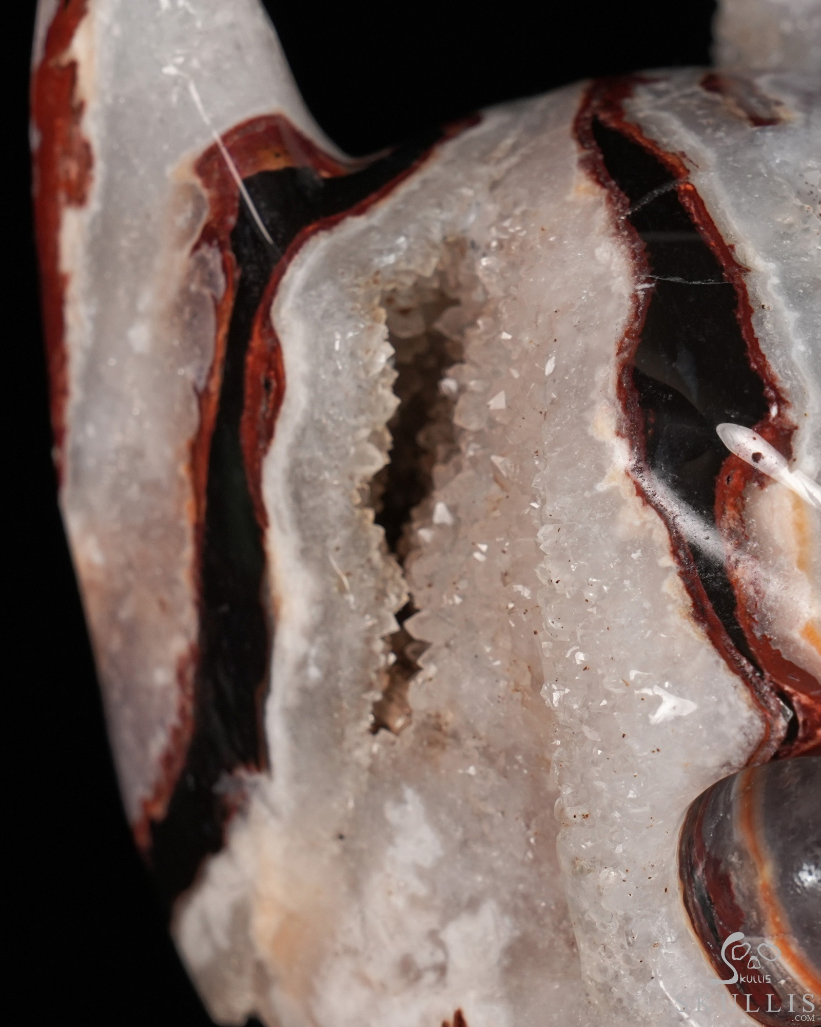 5.0" Black Zebra Agate Hand Carved Batman Crystal Skull Fine Art Sculpture, Crystal Healing 5.0" Black Zebra Agate Hand Carved Batman Crystal Skull Fine Art Sculpture, Crystal Healing