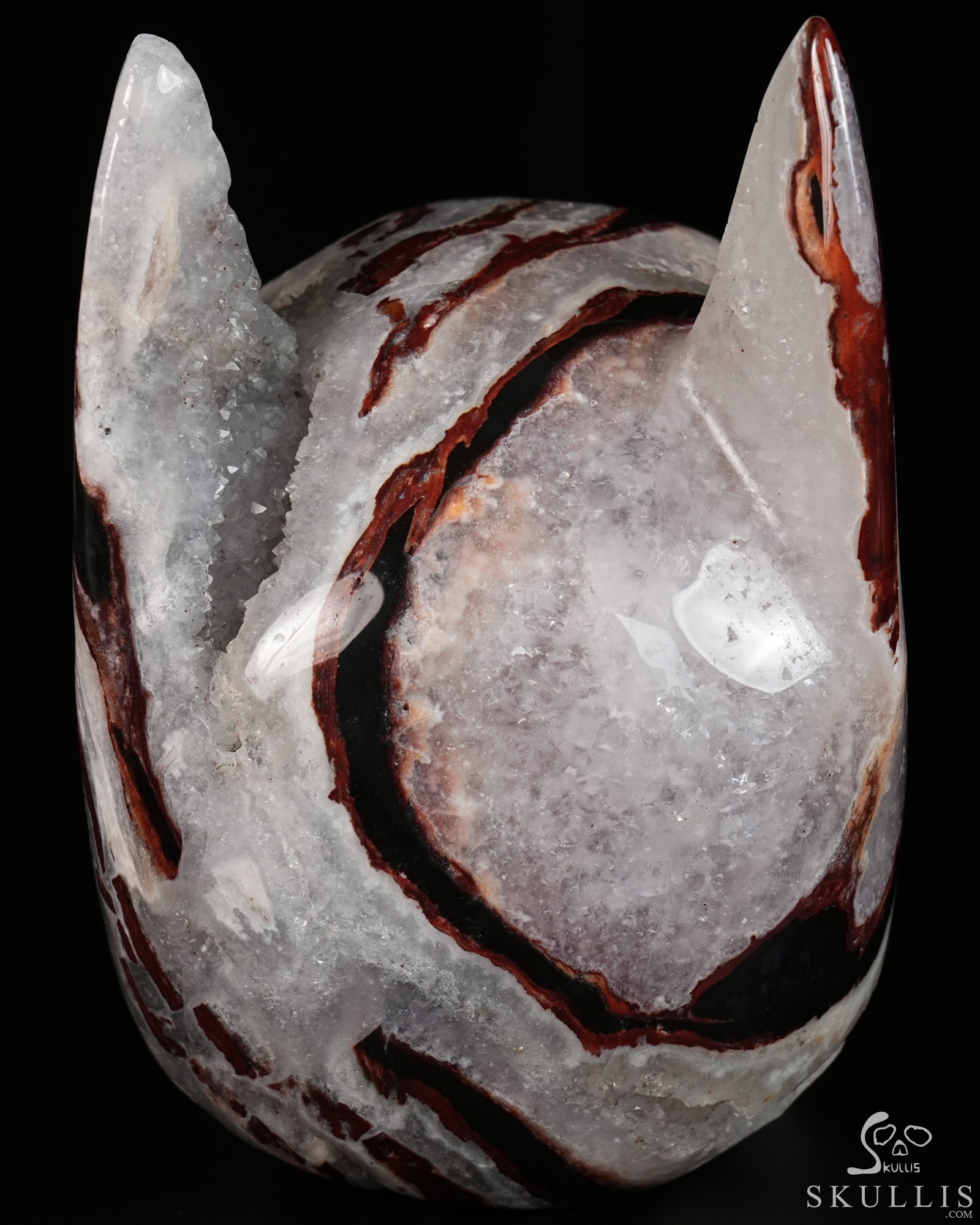 5.0" Black Zebra Agate Hand Carved Batman Crystal Skull Fine Art Sculpture, Crystal Healing 5.0" Black Zebra Agate Hand Carved Batman Crystal Skull Fine Art Sculpture, Crystal Healing