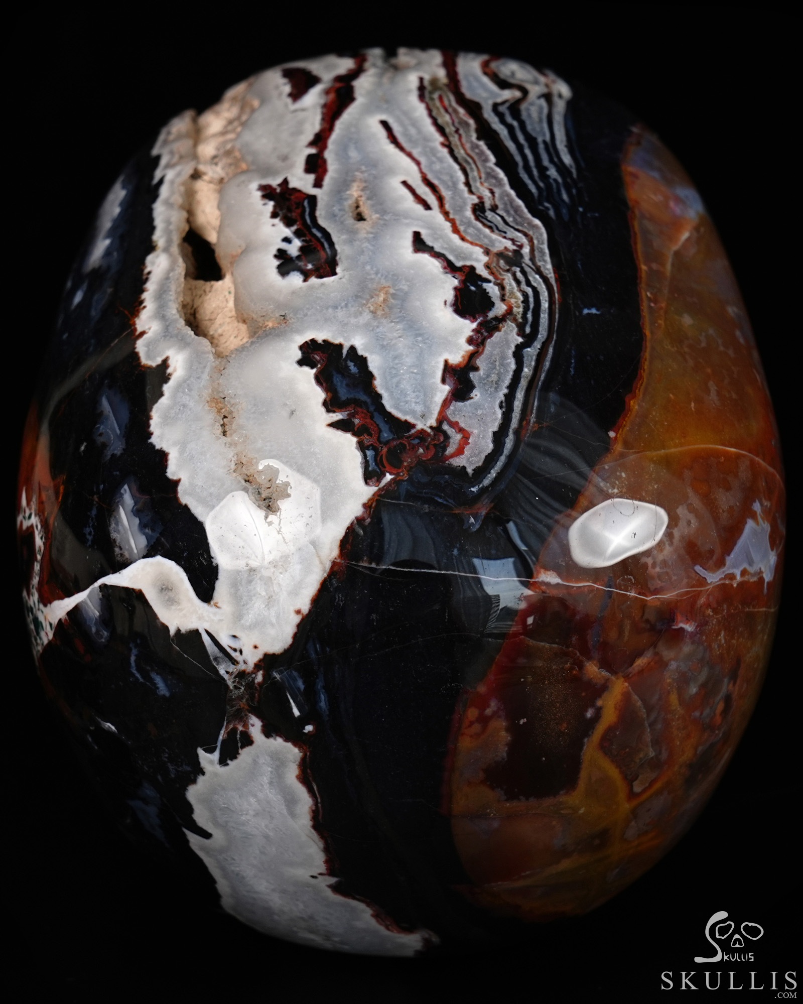 8.1" Black Zebra Agate Hand Carved Mitchell-Hedges Crystal Skull Replica, Crystal Healing 8.1" Black Zebra Agate Hand Carved Mitchell-Hedges Crystal Skull Replica, Crystal Healing
