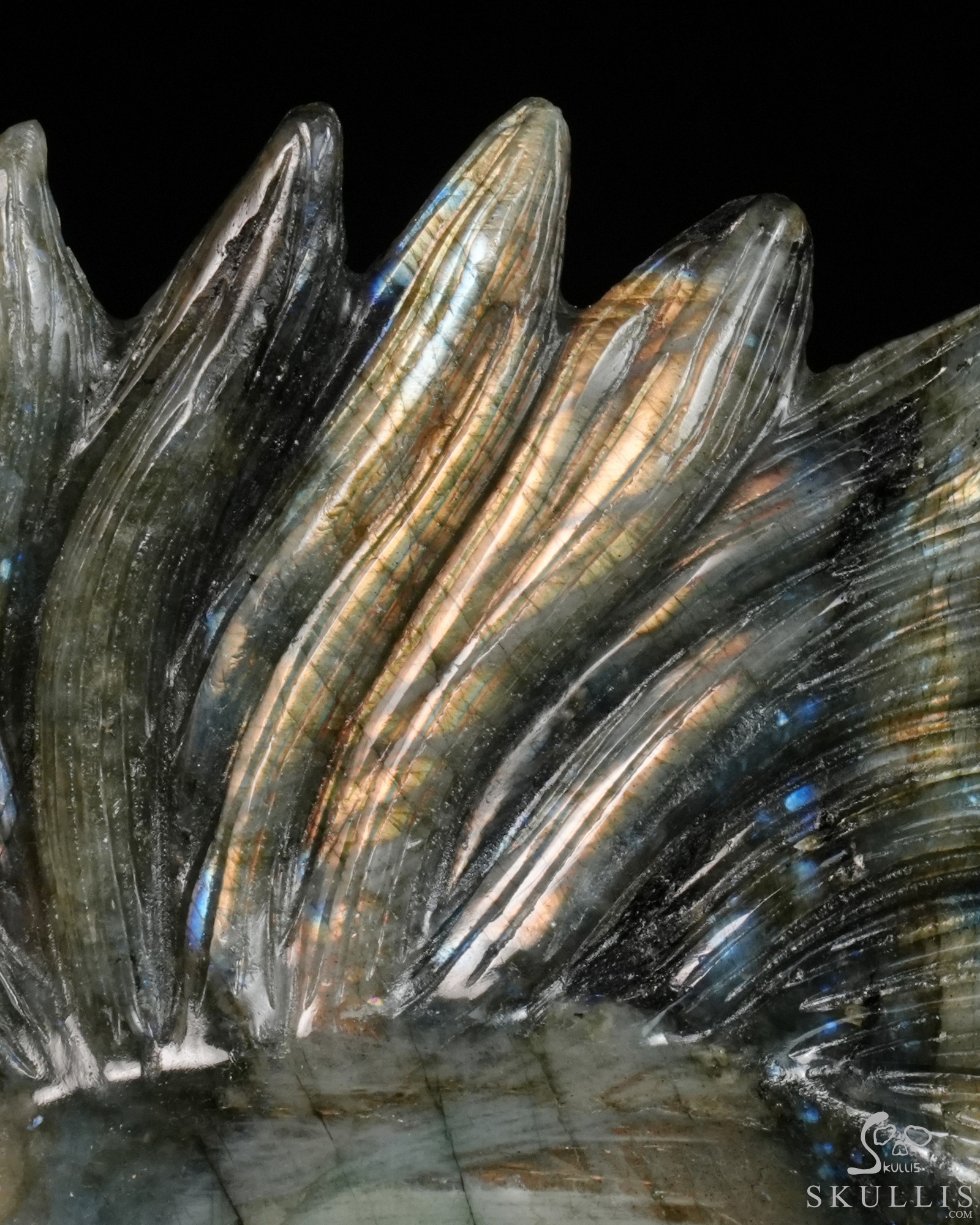 7.4" Flash Labradorite Hand Carved Punk Crystal Skull Sculpture, Crystal Healing 7.4" Flash Labradorite Hand Carved Punk Crystal Skull Sculpture, Crystal Healing