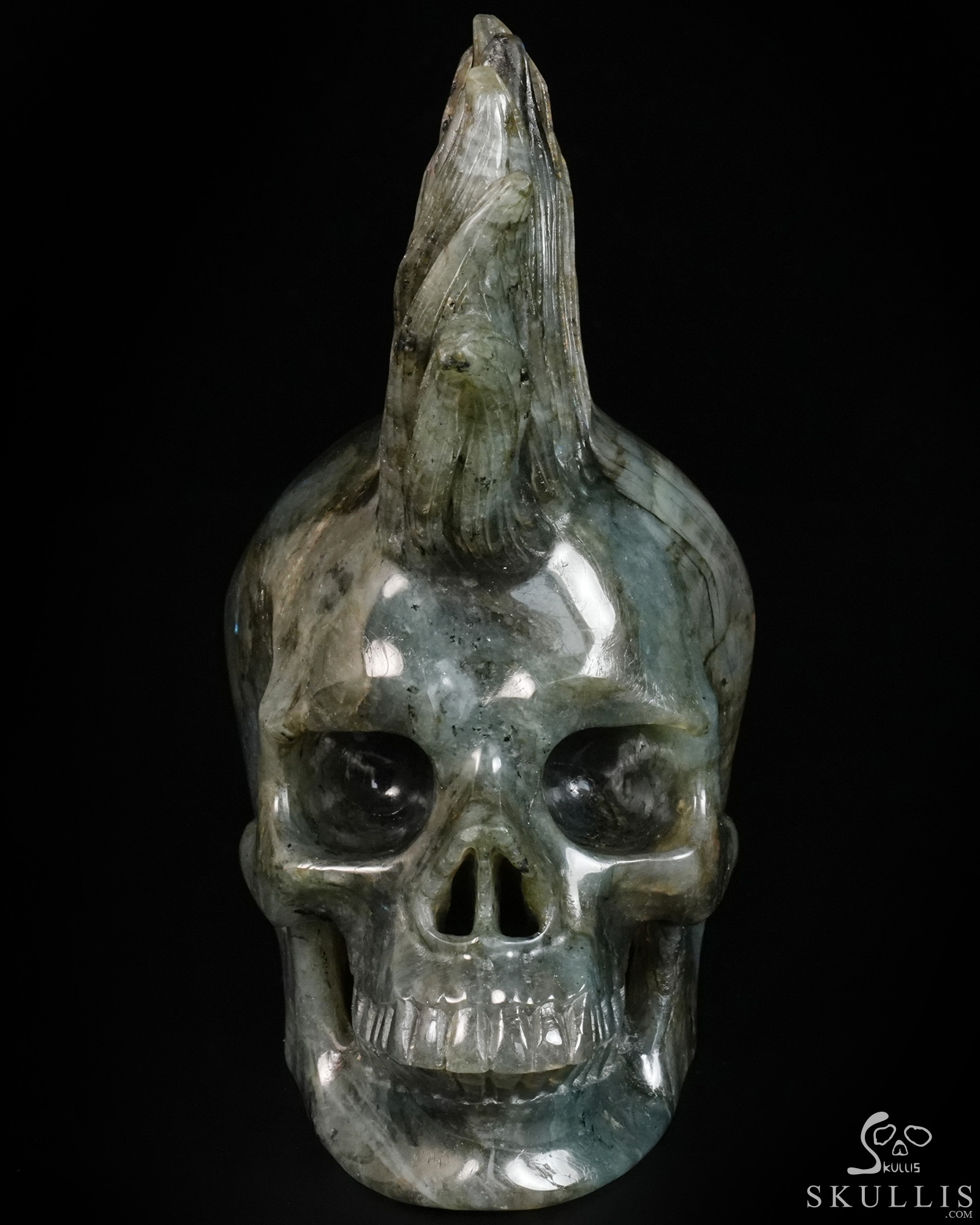 7.4" Flash Labradorite Hand Carved Punk Crystal Skull Sculpture, Crystal Healing 7.4" Flash Labradorite Hand Carved Punk Crystal Skull Sculpture, Crystal Healing