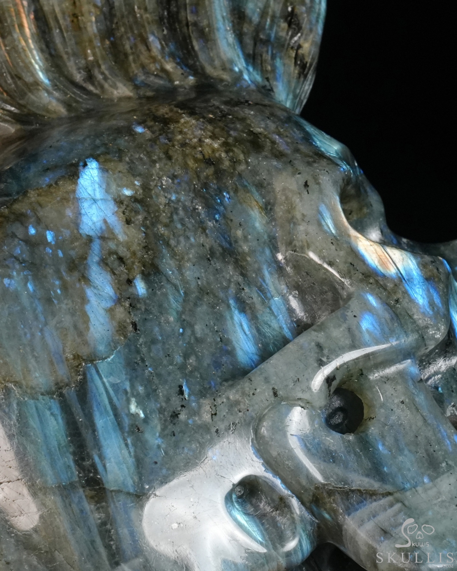 7.4" Flash Labradorite Hand Carved Punk Crystal Skull Sculpture, Crystal Healing 7.4" Flash Labradorite Hand Carved Punk Crystal Skull Sculpture, Crystal Healing