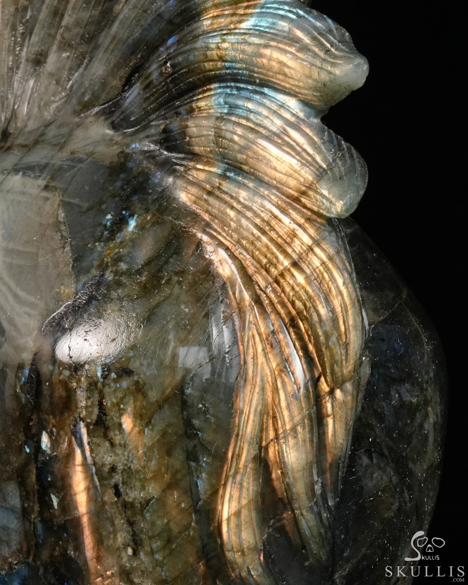 7.4" Flash Labradorite Hand Carved Punk Crystal Skull Sculpture, Crystal Healing 7.4" Flash Labradorite Hand Carved Punk Crystal Skull Sculpture, Crystal Healing