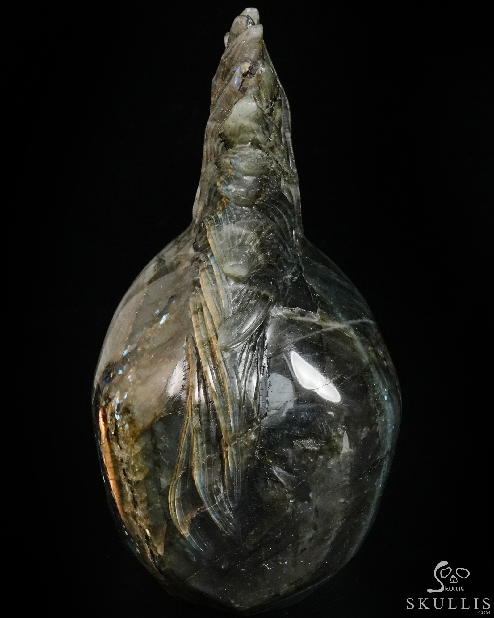 7.4" Flash Labradorite Hand Carved Punk Crystal Skull Sculpture, Crystal Healing 7.4" Flash Labradorite Hand Carved Punk Crystal Skull Sculpture, Crystal Healing