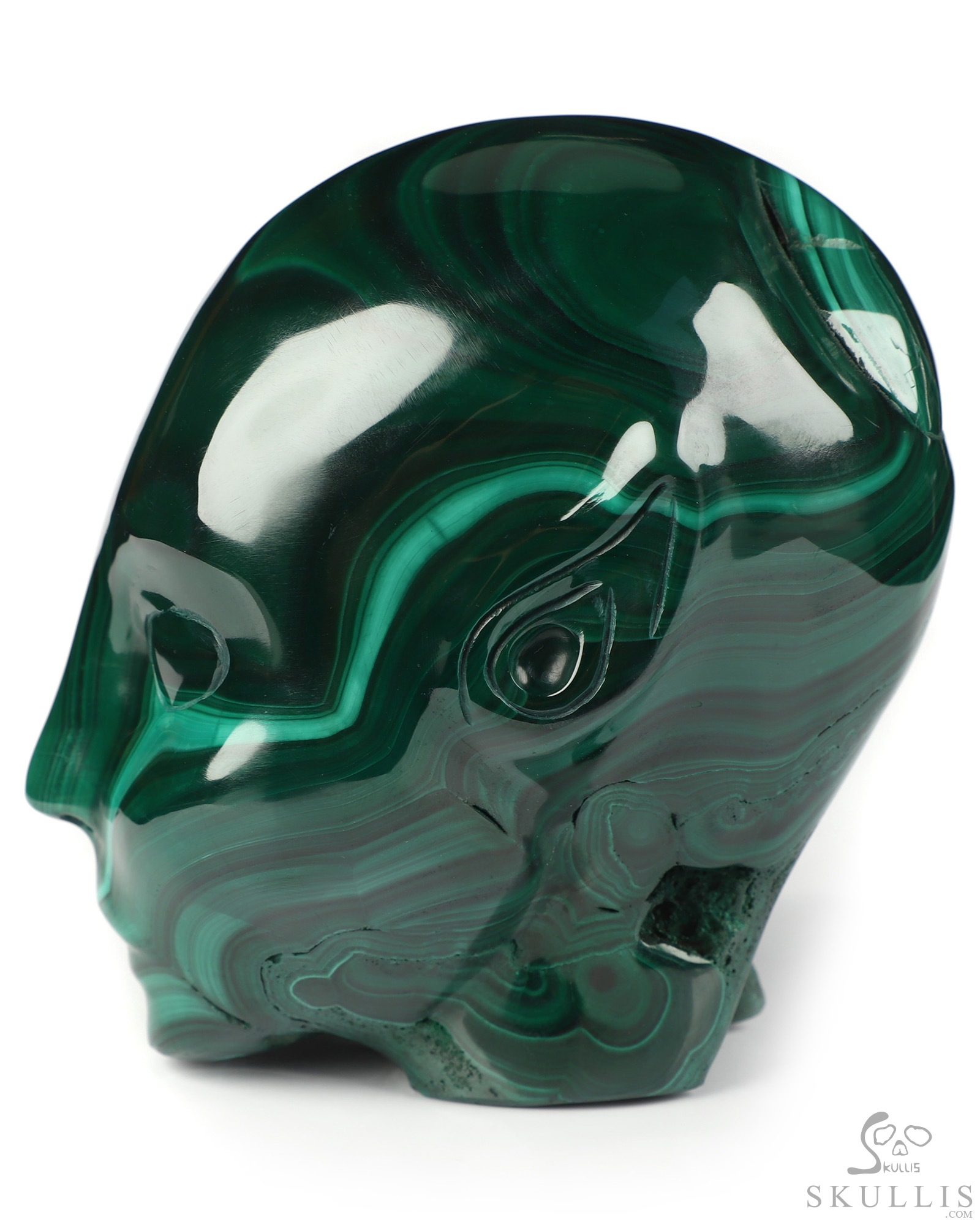 3.9" Malachite Hand Carved Fairy Elf Alien Crystal Skull Companion Sculpture, Crystal Healing 3.9" Malachite Hand Carved Fairy Elf Alien Crystal Skull Companion Sculpture, Crystal Healing