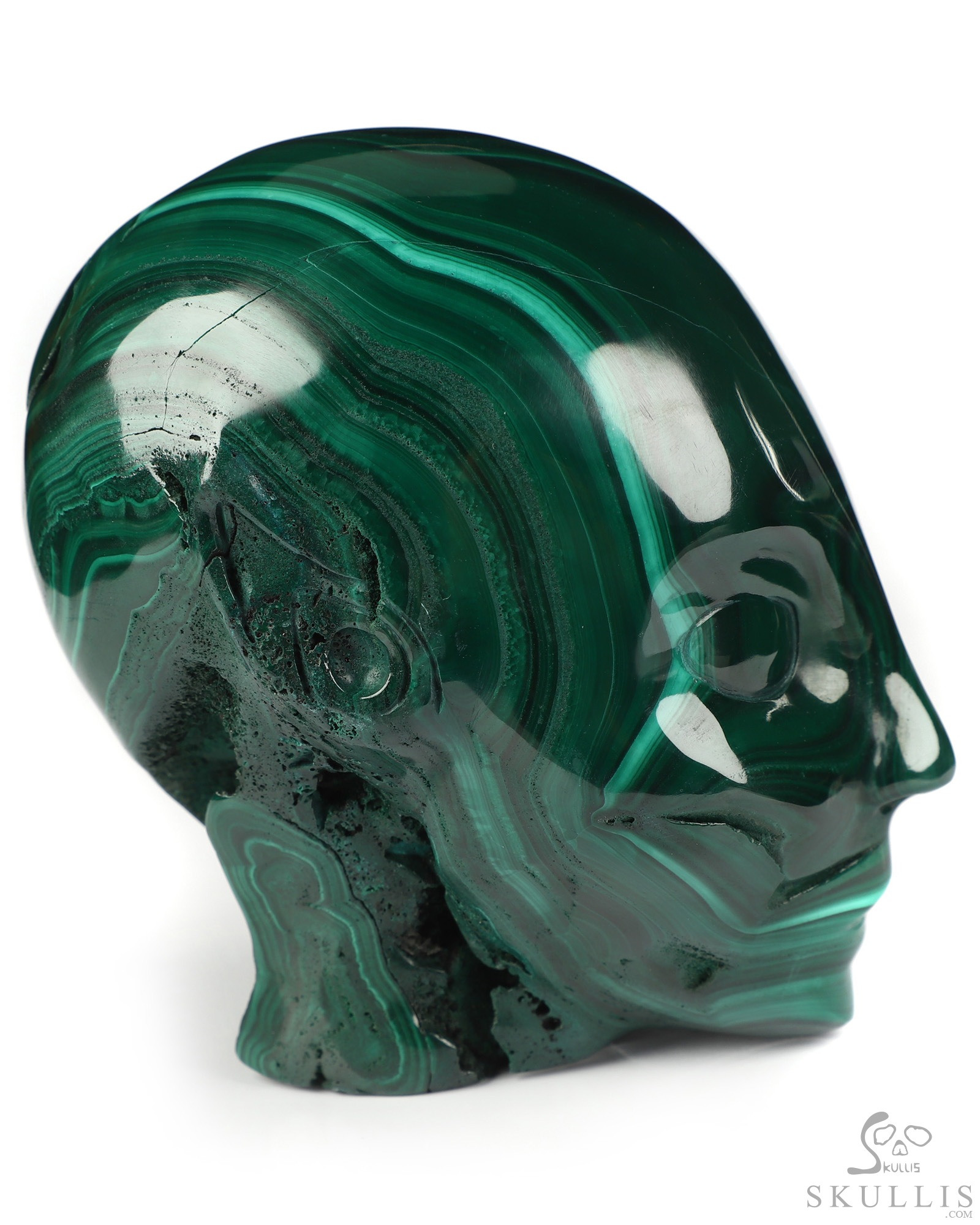3.9" Malachite Hand Carved Fairy Elf Alien Crystal Skull Companion Sculpture, Crystal Healing 3.9" Malachite Hand Carved Fairy Elf Alien Crystal Skull Companion Sculpture, Crystal Healing