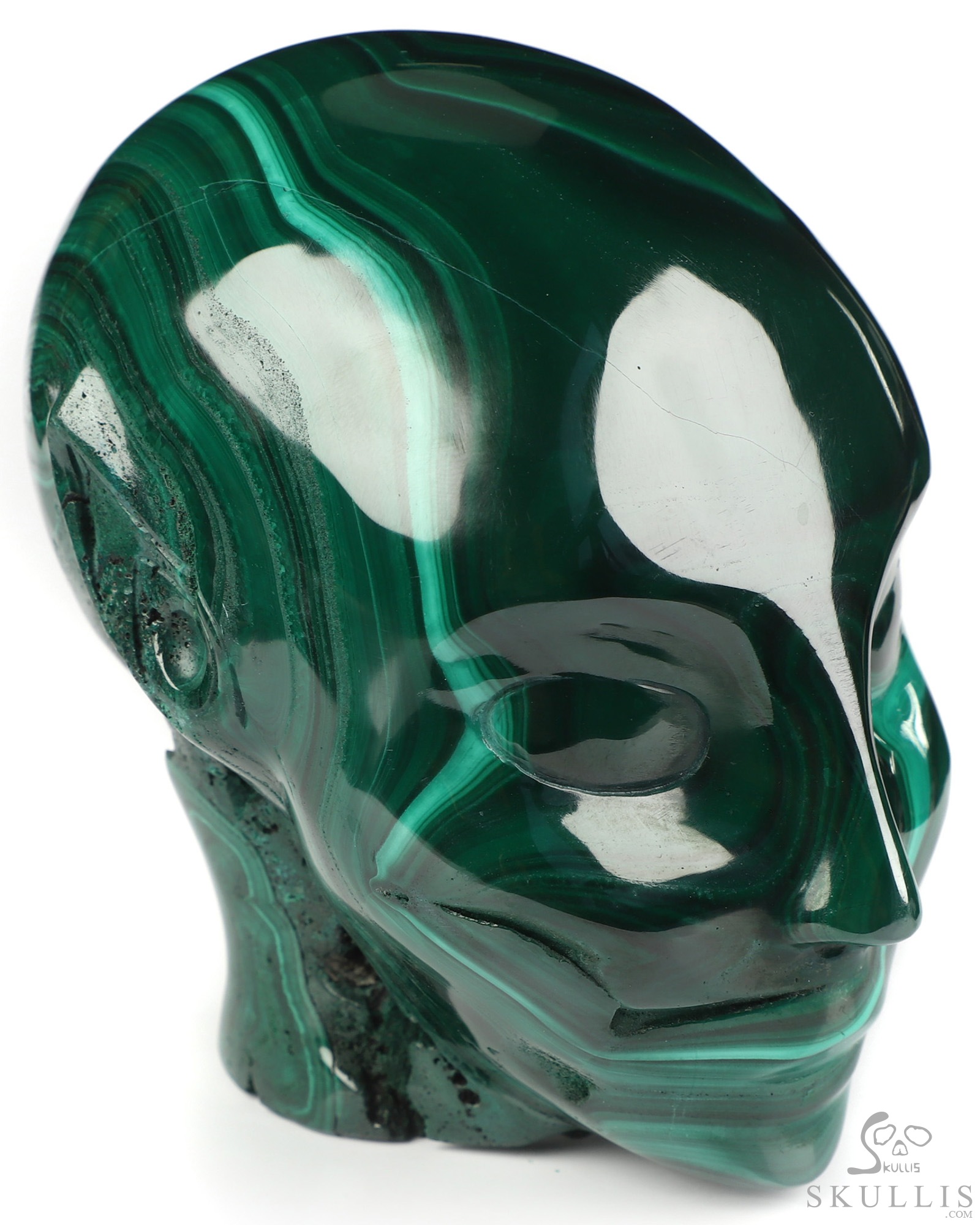 3.9" Malachite Hand Carved Fairy Elf Alien Crystal Skull Companion Sculpture, Crystal Healing 3.9" Malachite Hand Carved Fairy Elf Alien Crystal Skull Companion Sculpture, Crystal Healing