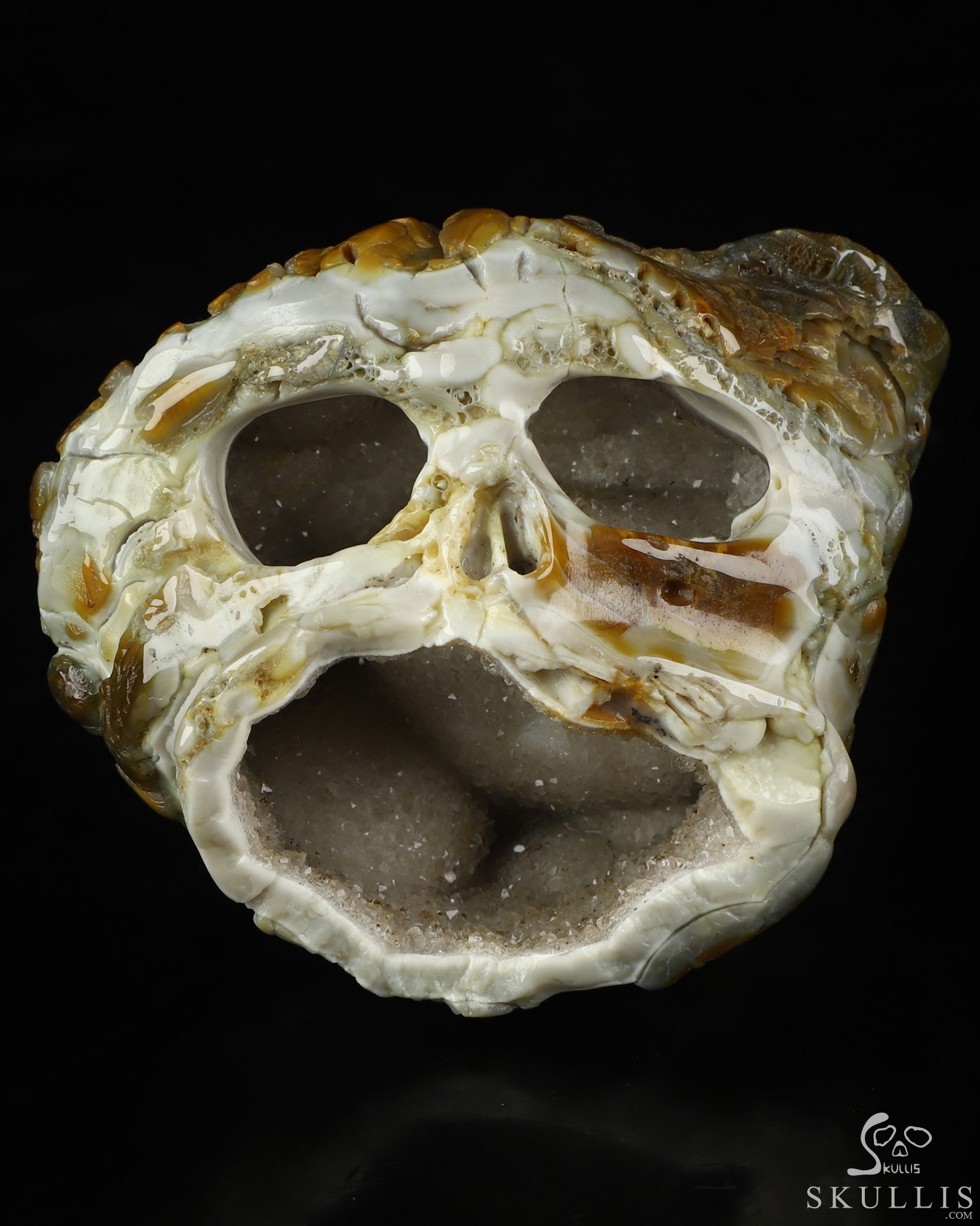 3.3" Agate Geode Hand Carved Crystal Skull Fine Art Sculpture, Crystal Healing 3.3" Agate Geode Hand Carved Crystal Skull Fine Art Sculpture, Crystal Healing