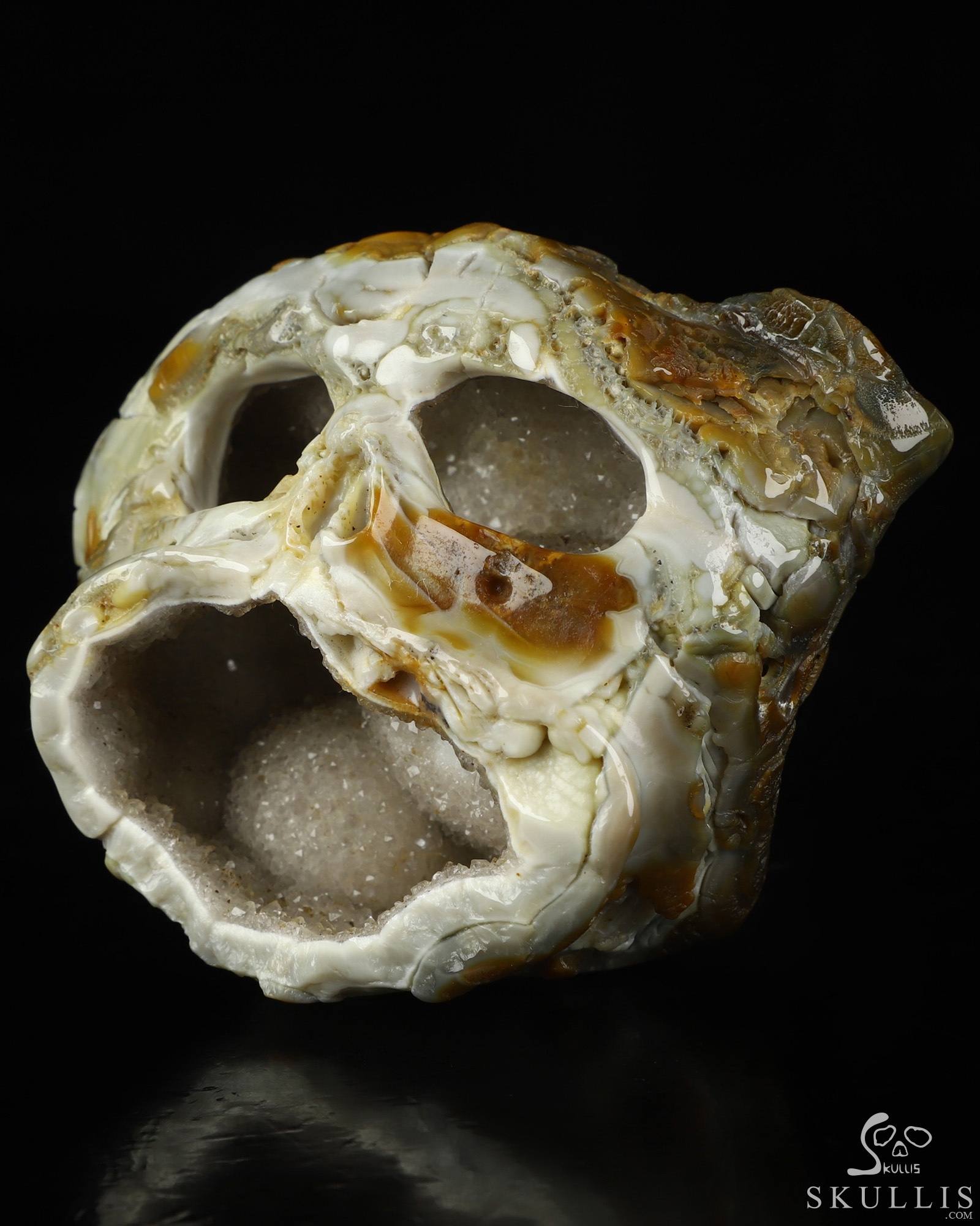 3.3" Agate Geode Hand Carved Crystal Skull Fine Art Sculpture, Crystal Healing 3.3" Agate Geode Hand Carved Crystal Skull Fine Art Sculpture, Crystal Healing