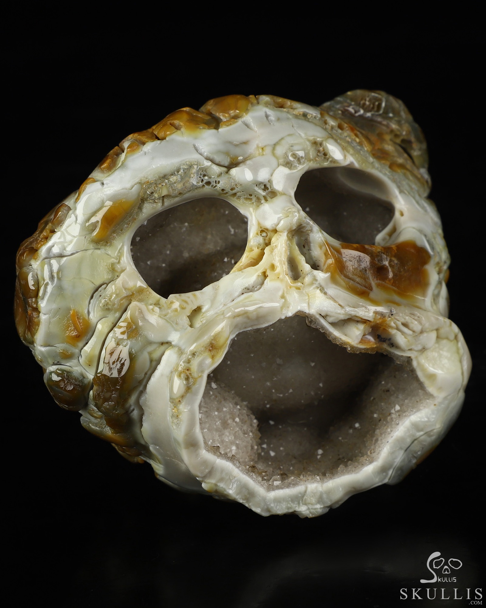 3.3" Agate Geode Hand Carved Crystal Skull Fine Art Sculpture, Crystal Healing 3.3" Agate Geode Hand Carved Crystal Skull Fine Art Sculpture, Crystal Healing
