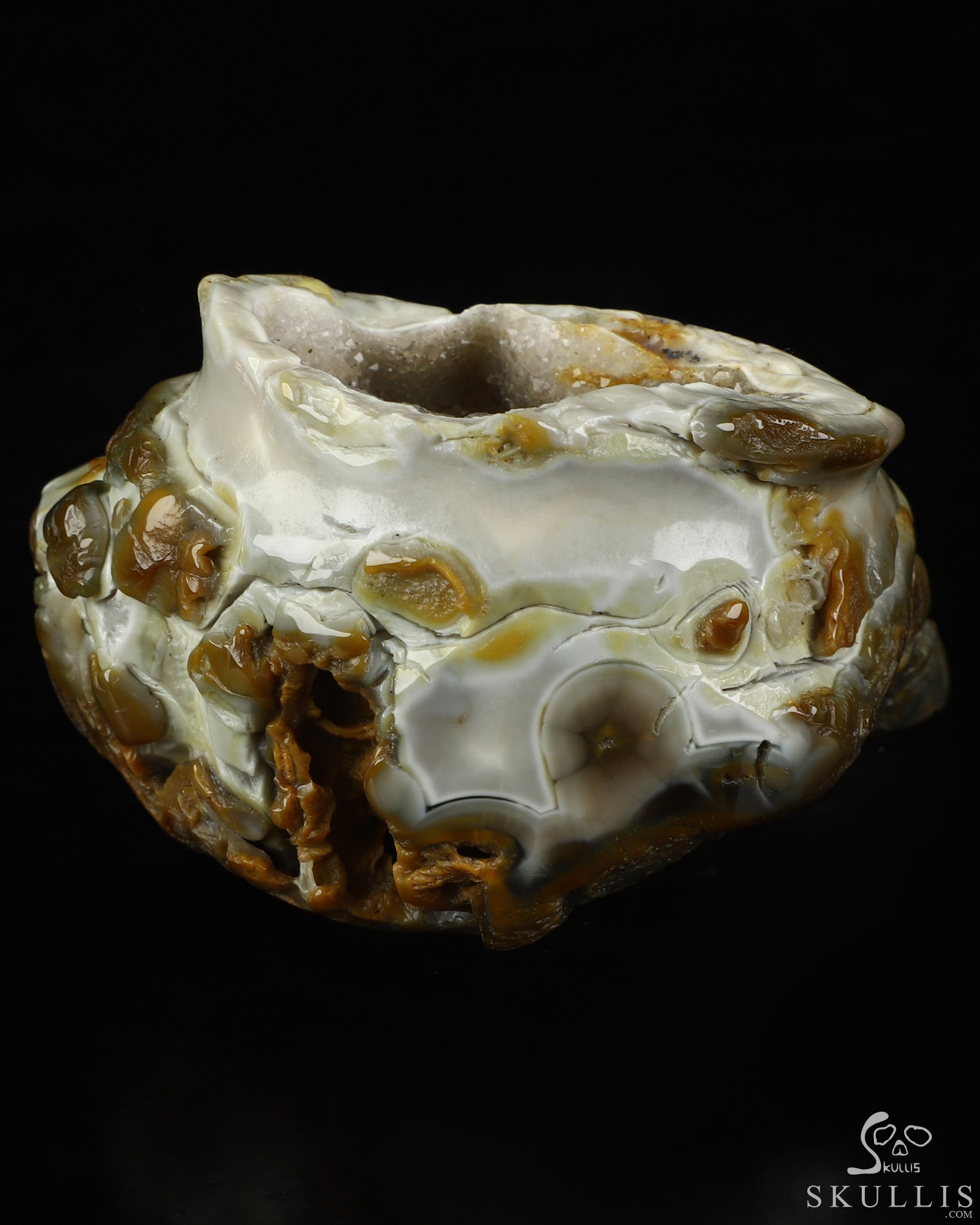 3.3" Agate Geode Hand Carved Crystal Skull Fine Art Sculpture, Crystal Healing 3.3" Agate Geode Hand Carved Crystal Skull Fine Art Sculpture, Crystal Healing