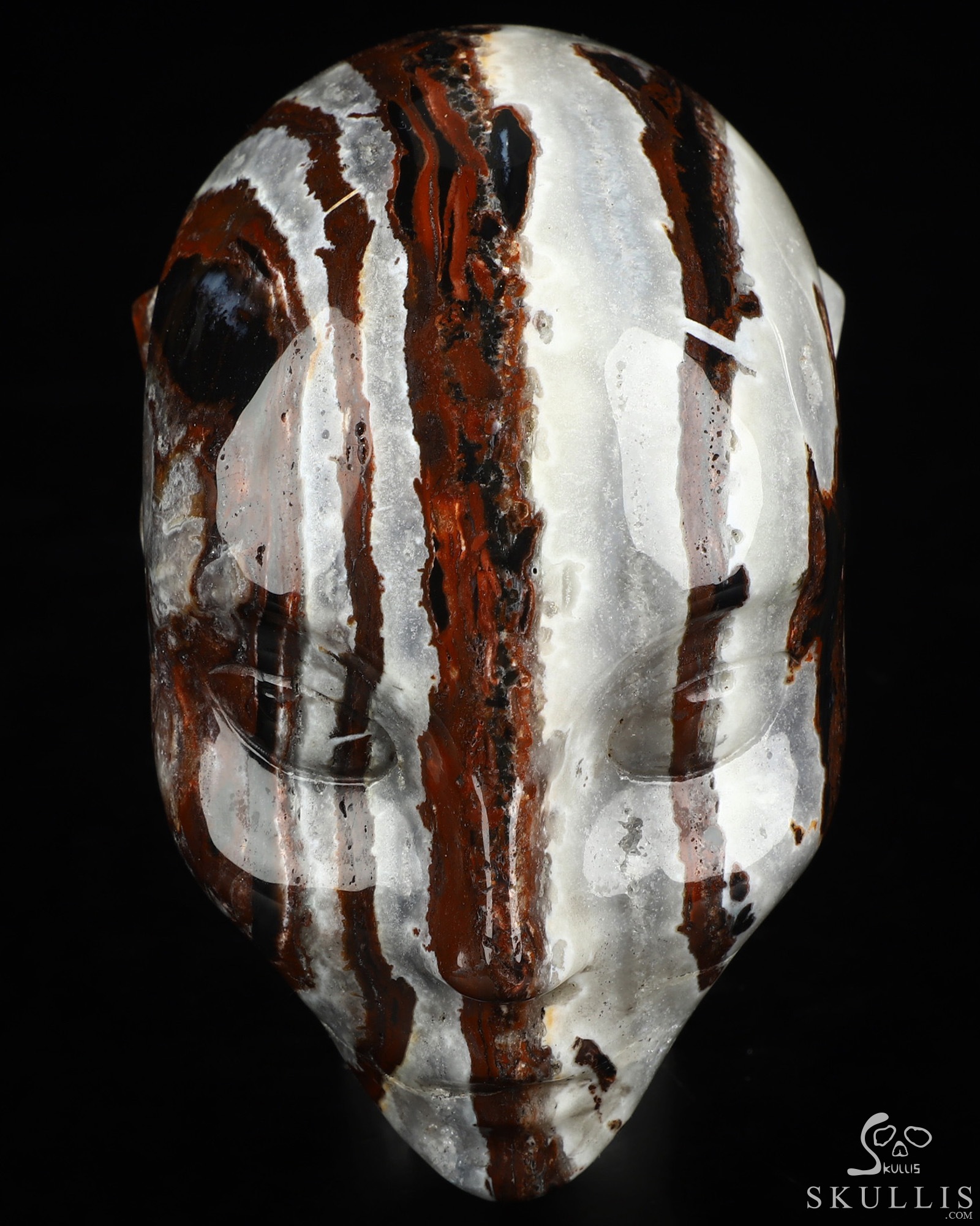 4.1" Black Zebra Agate Hand Carved Fairy Elf Alien Crystal Skull Companion Sculpture, Crystal Healing 4.1" Black Zebra Agate Hand Carved Fairy Elf Alien Crystal Skull Companion Sculpture, Crystal Healing