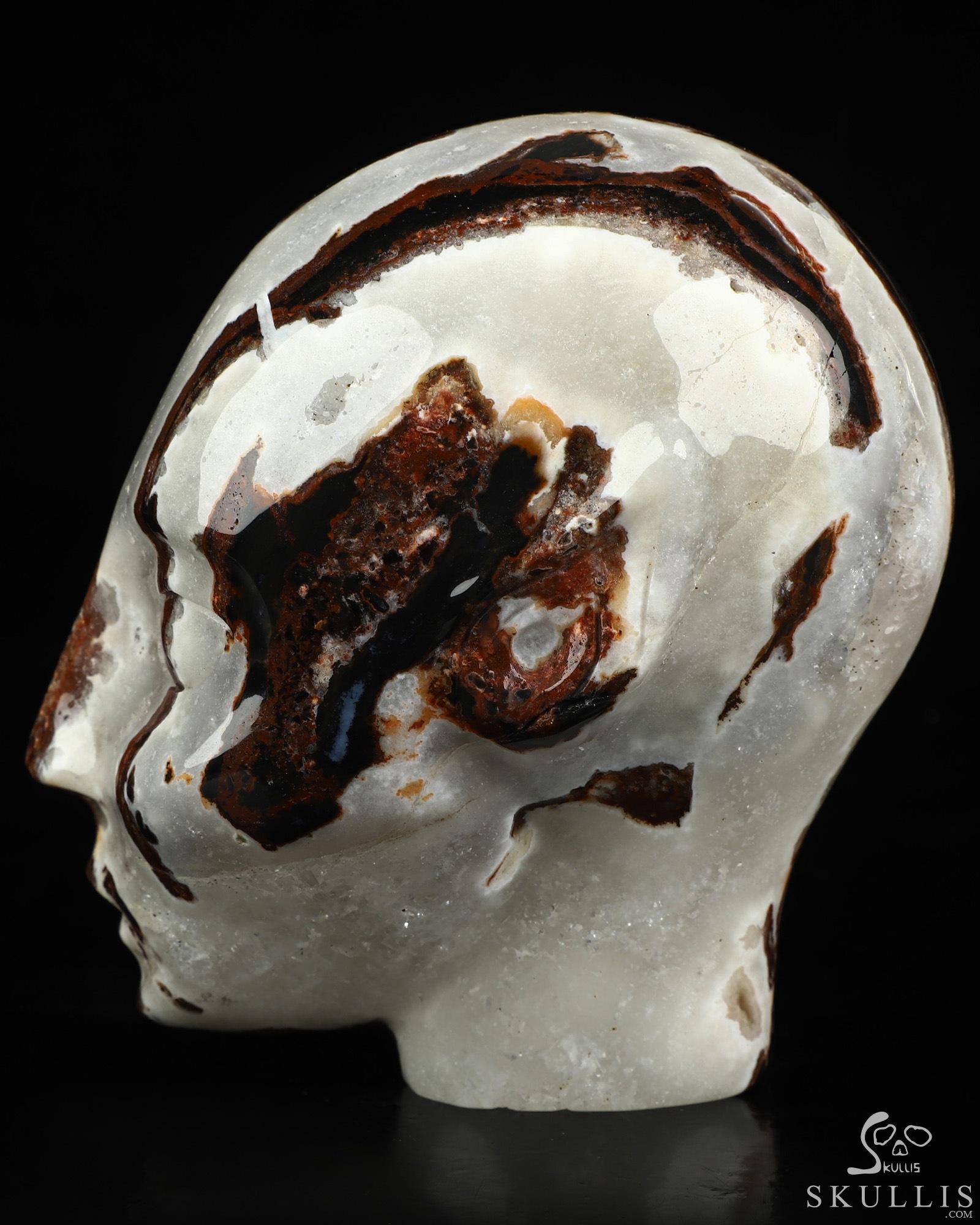 4.1" Black Zebra Agate Hand Carved Fairy Elf Alien Crystal Skull Companion Sculpture, Crystal Healing 4.1" Black Zebra Agate Hand Carved Fairy Elf Alien Crystal Skull Companion Sculpture, Crystal Healing