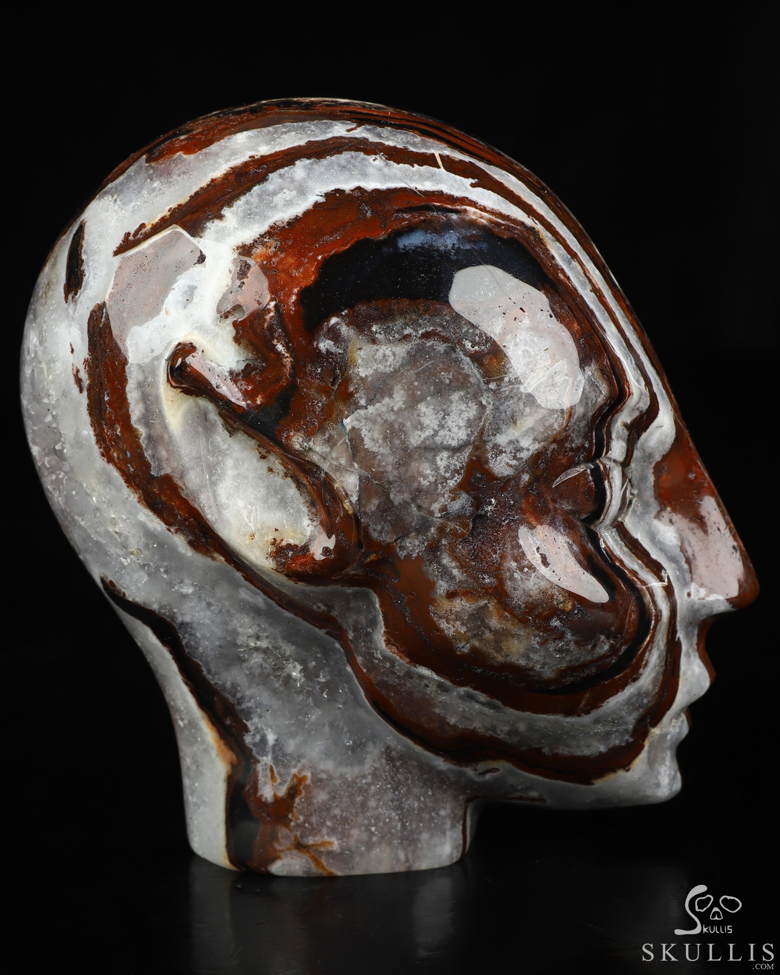 4.1" Black Zebra Agate Hand Carved Fairy Elf Alien Crystal Skull Companion Sculpture, Crystal Healing 4.1" Black Zebra Agate Hand Carved Fairy Elf Alien Crystal Skull Companion Sculpture, Crystal Healing