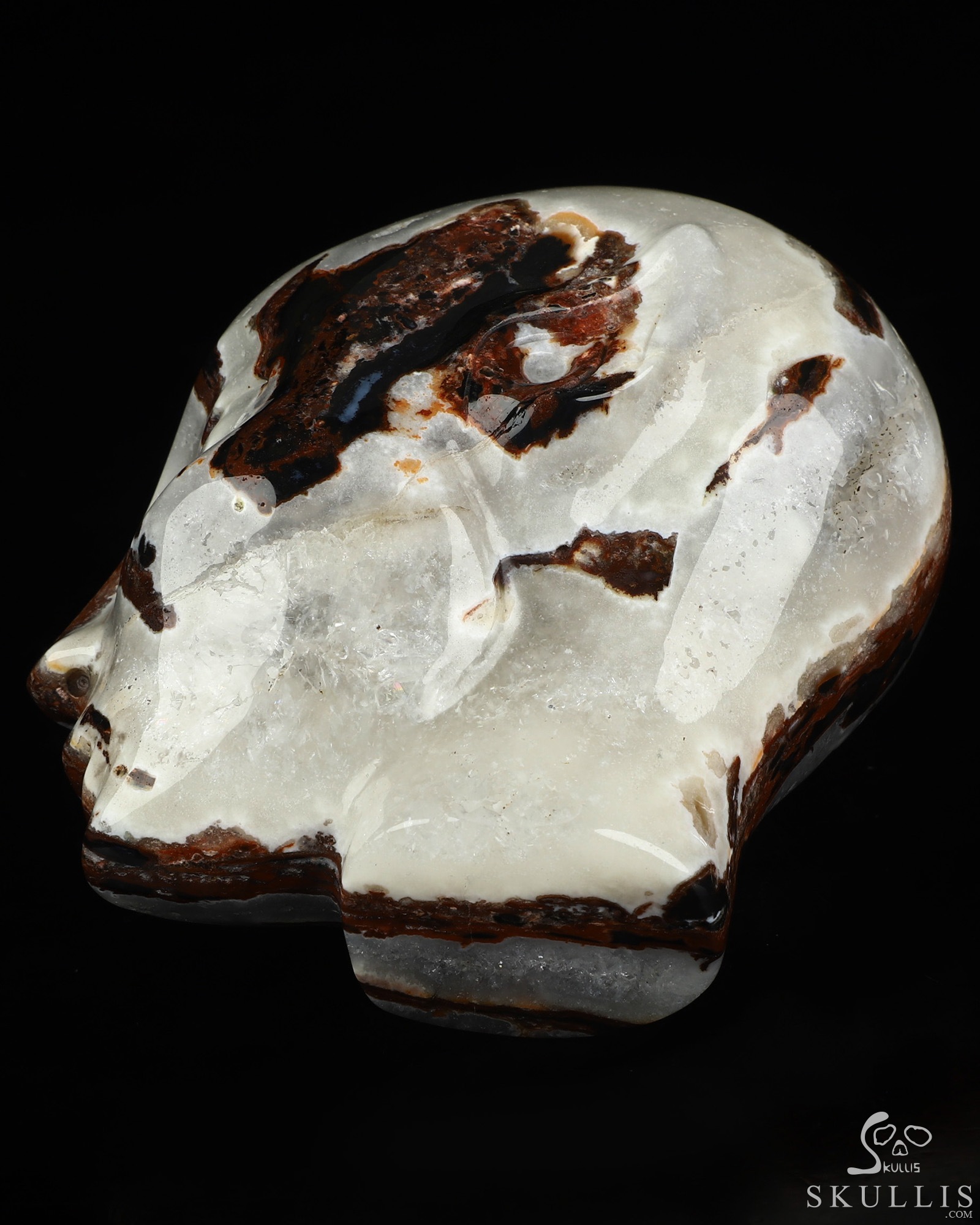 4.1" Black Zebra Agate Hand Carved Fairy Elf Alien Crystal Skull Companion Sculpture, Crystal Healing 4.1" Black Zebra Agate Hand Carved Fairy Elf Alien Crystal Skull Companion Sculpture, Crystal Healing