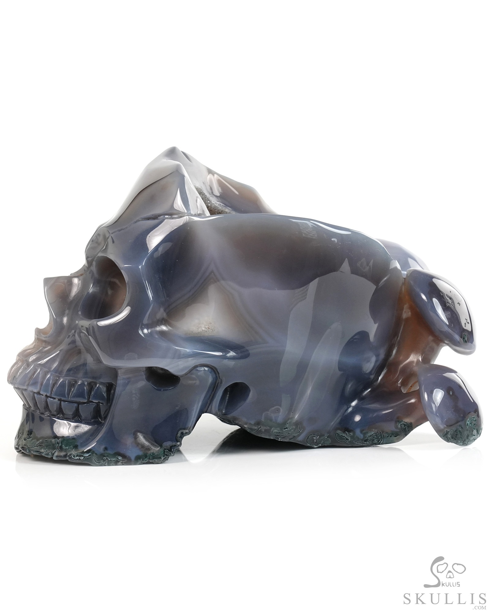 7.7" Agate Geode Hand Carved Mushroom Crystal Skull Sculpture, Crystal Healing 7.7" Agate Geode Hand Carved Mushroom Crystal Skull Sculpture, Crystal Healing
