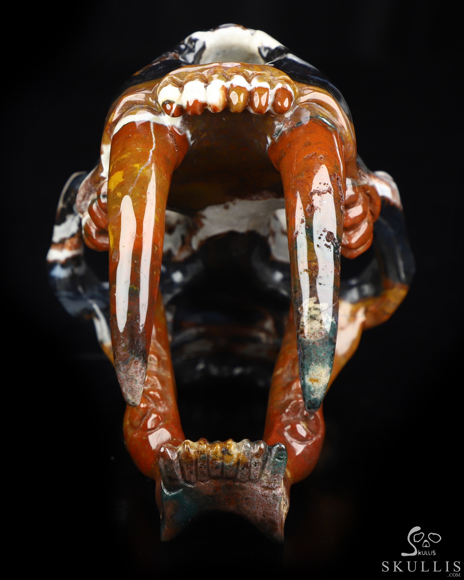 5.9" Black Zebra Agate Hand Carved Smilodon SABER-TOOTHED Tiger/Cat Skull, Crystal Healing 5.9" Black Zebra Agate Hand Carved Smilodon SABER-TOOTHED Tiger/Cat Skull, Crystal Healing
