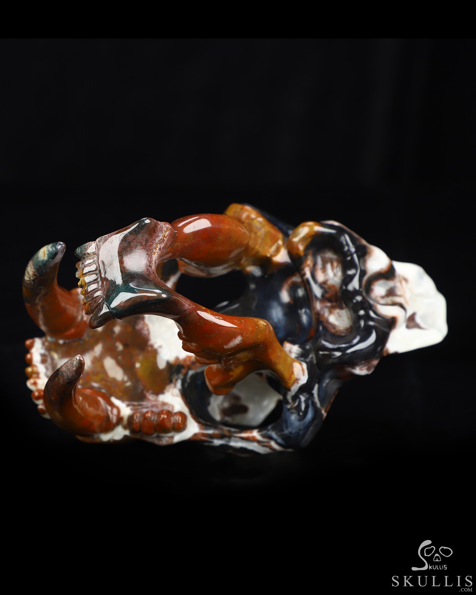 5.9" Black Zebra Agate Hand Carved Smilodon SABER-TOOTHED Tiger/Cat Skull, Crystal Healing 5.9" Black Zebra Agate Hand Carved Smilodon SABER-TOOTHED Tiger/Cat Skull, Crystal Healing