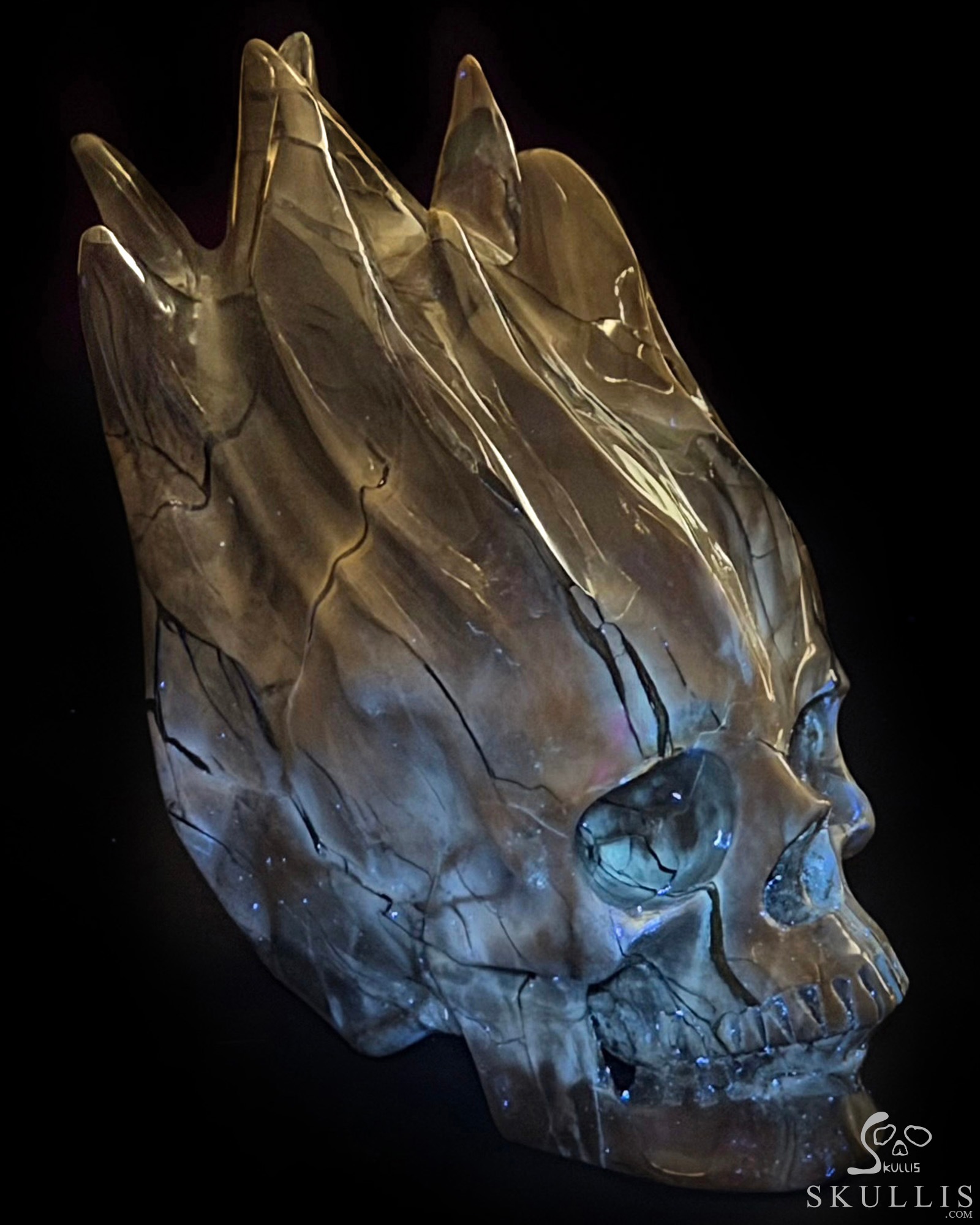5.5" Dinosaur Egg Agate Hand Carved Flaming Crystal Skull, Crystal Healing 5.5" Dinosaur Egg Agate Hand Carved Flaming Crystal Skull, Crystal Healing