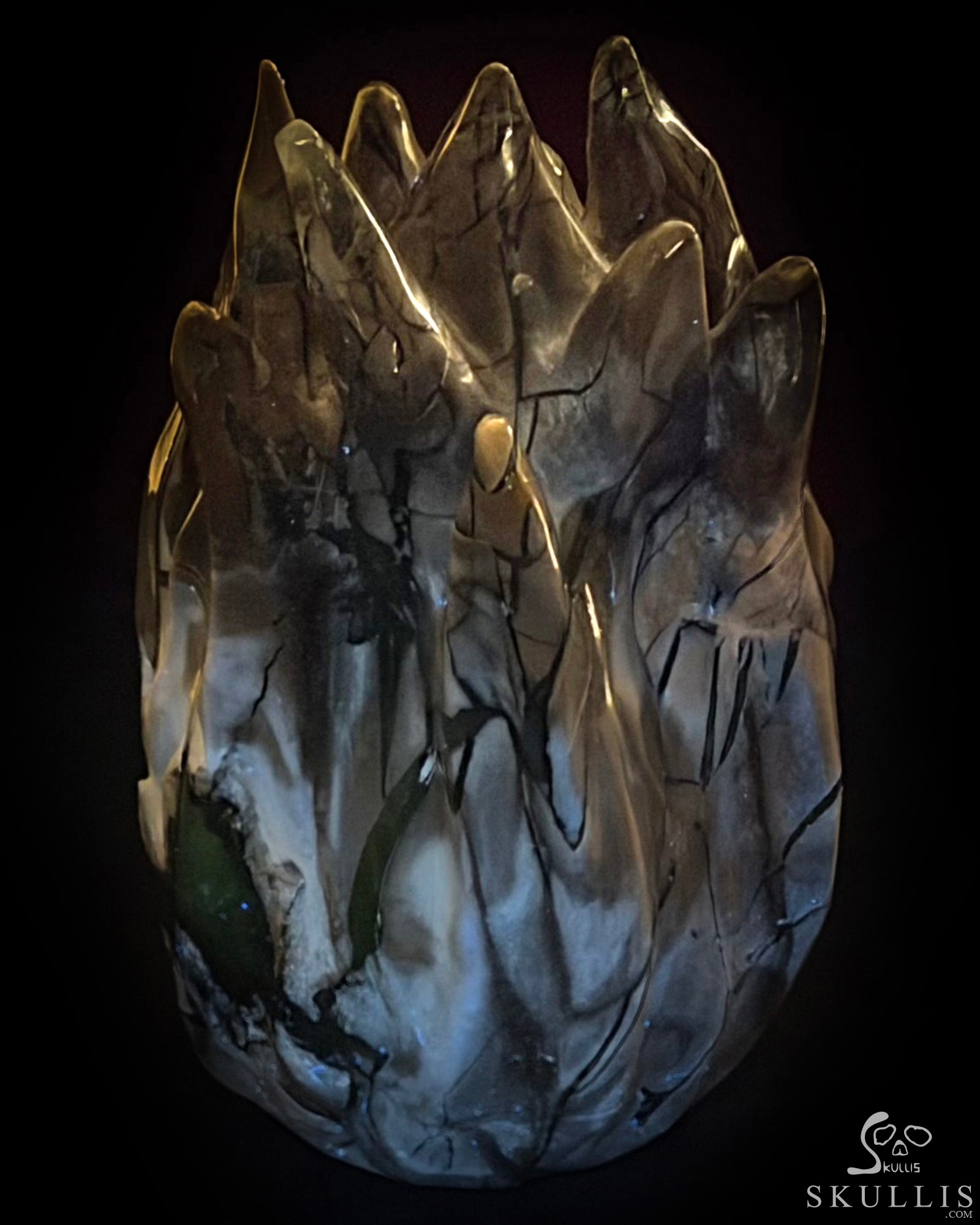 5.5" Dinosaur Egg Agate Hand Carved Flaming Crystal Skull, Crystal Healing 5.5" Dinosaur Egg Agate Hand Carved Flaming Crystal Skull, Crystal Healing