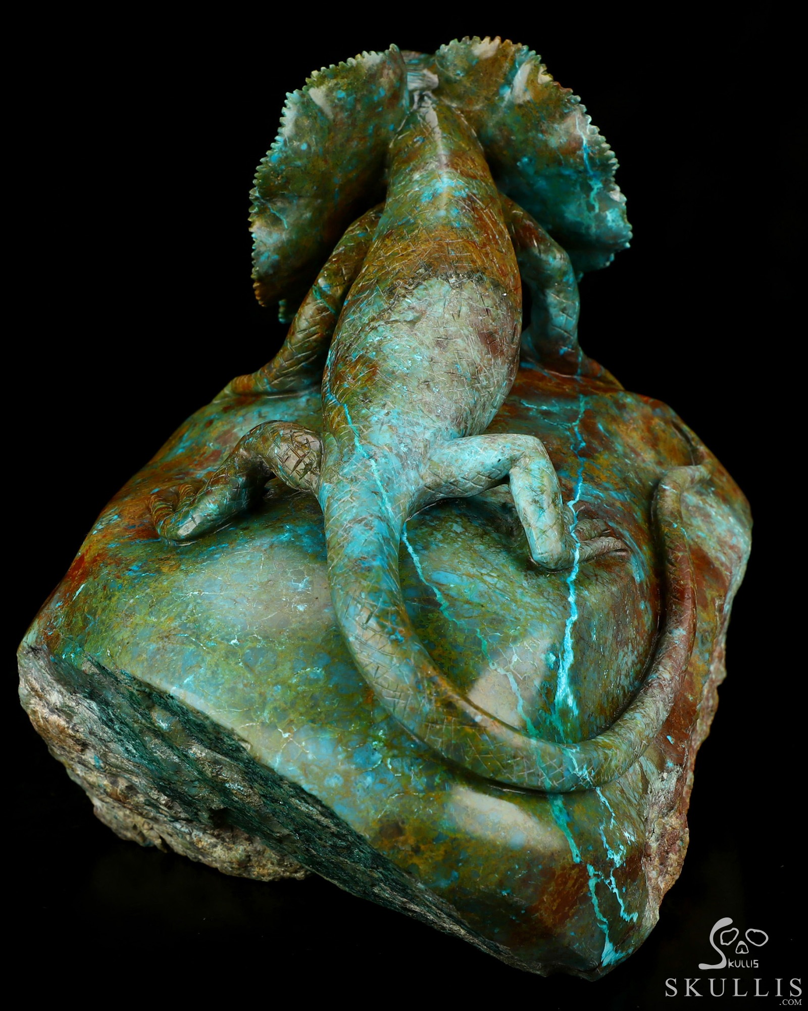 July 23, 2026 ACSAD (A Crystal Skull a Day) - Oasis of the Forgotten Sun - 9.0" Carved Gemstone Chrysocolla Frilled Lizard Crystal Skull Fine Art Sculpture, Crystal Healing July 23, 2026 ACSAD (A Crystal Skull a Day) - Oasis of the Forgotten Sun - 9.0" Carved Gemstone Chrysocolla Frilled Lizard Crystal Skull Fine Art Sculpture, Crystal Healing