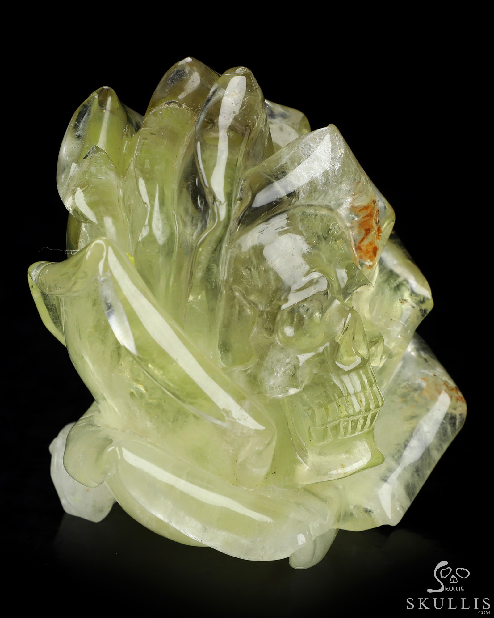 Gemstone 3.4" Citrine Hand Carved Crystal Skull Fine Art Sculpture, Crystal Healing Gemstone 3.4" Citrine Hand Carved Crystal Skull Fine Art Sculpture, Crystal Healing