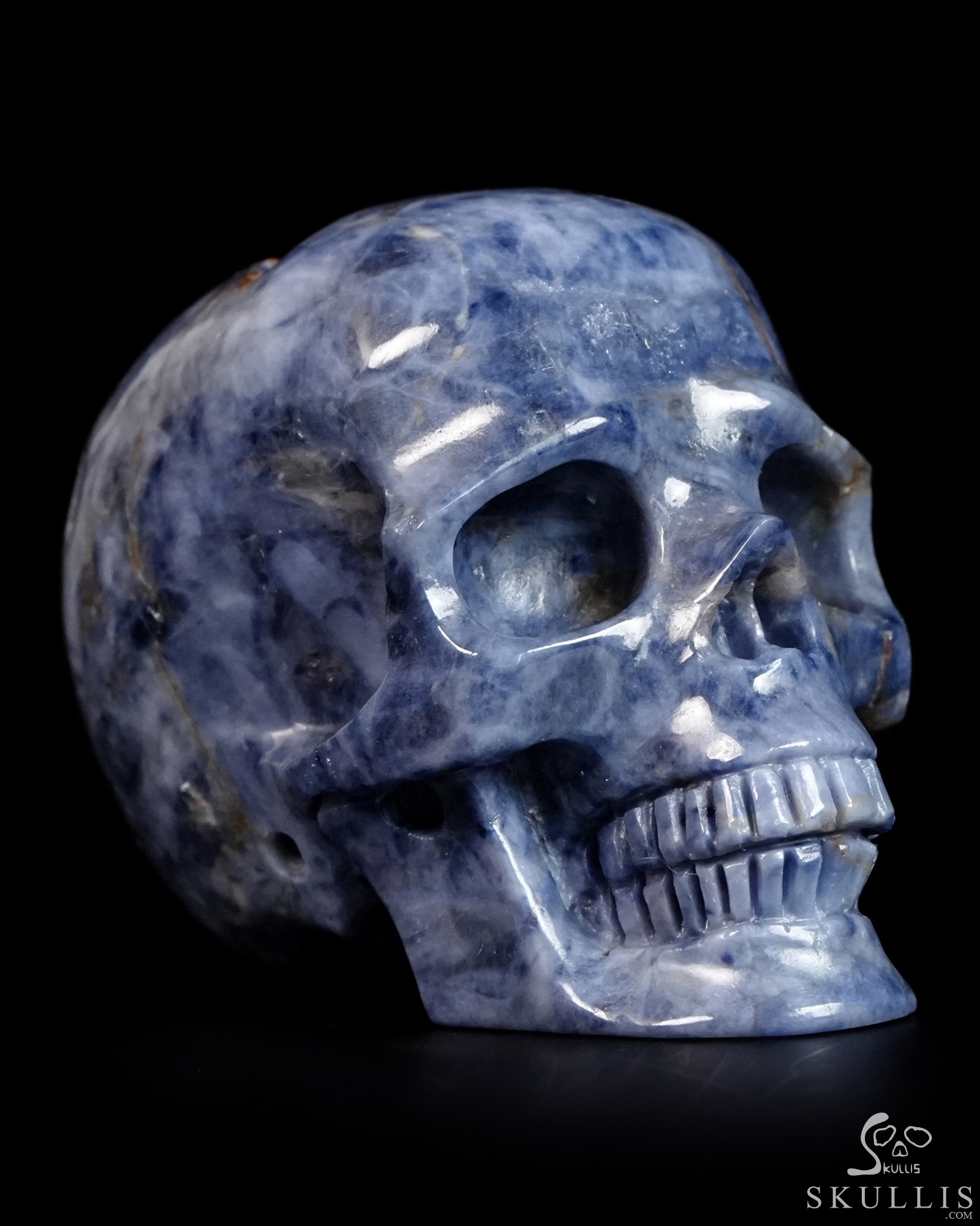 Gemstone 1.7" Sapphire Corundum Hand Carved Crystal Skull, Realistic, Crystal Healing Gemstone 1.7" Sapphire Corundum Hand Carved Crystal Skull, Realistic, Crystal Healing