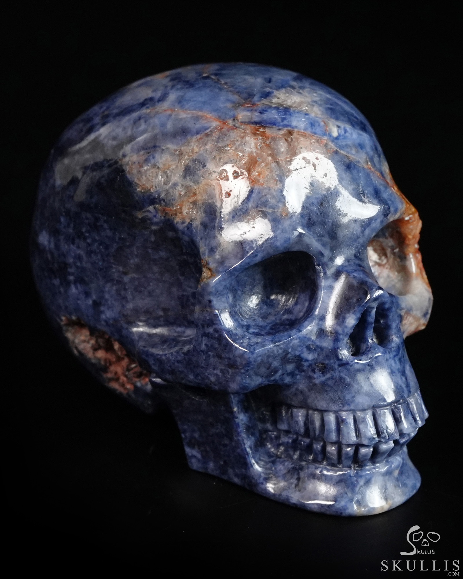 Gemstone 1.7" Sapphire Corundum Hand Carved Crystal Skull, Realistic, Crystal Healing Gemstone 1.7" Sapphire Corundum Hand Carved Crystal Skull, Realistic, Crystal Healing