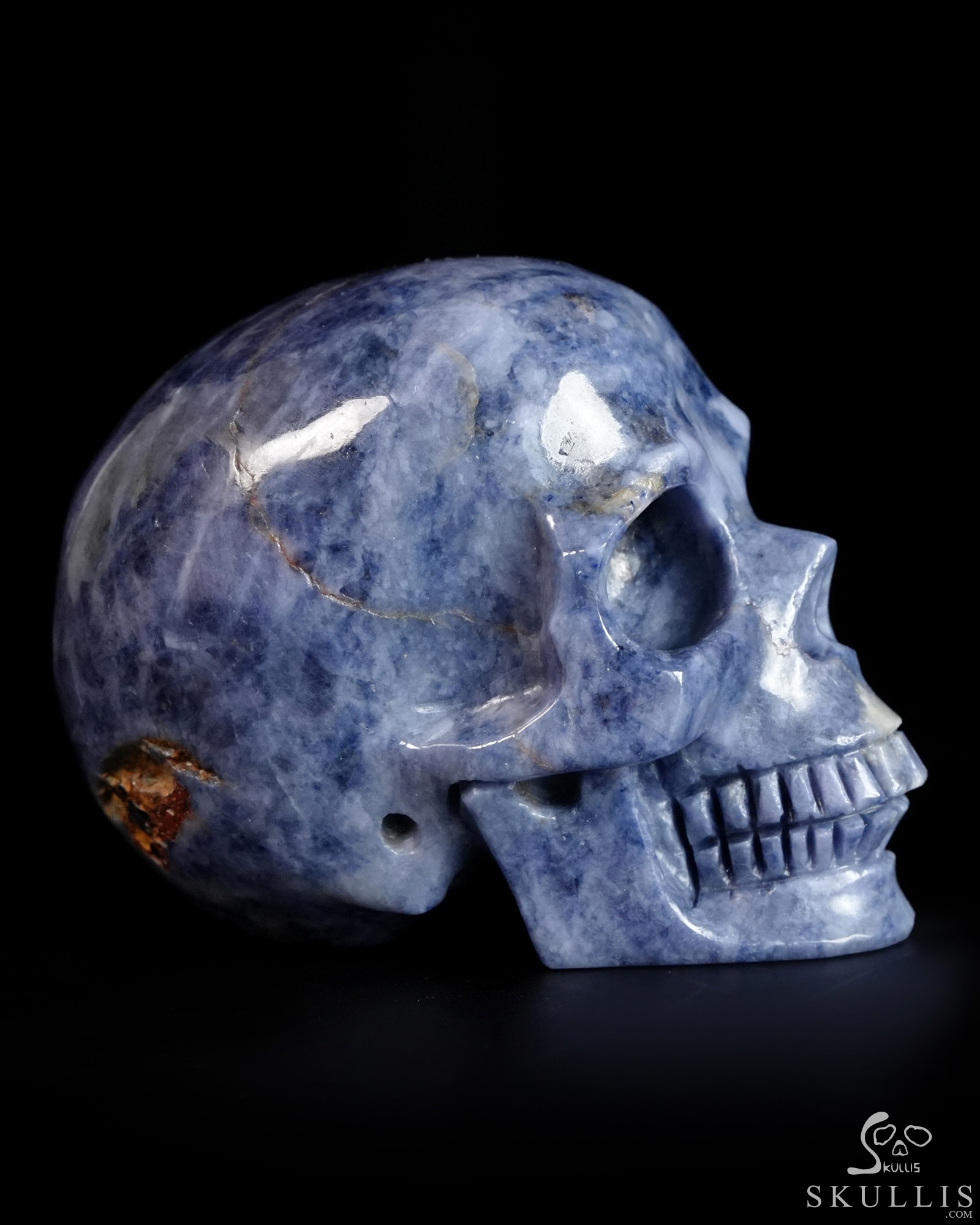 Gemstone 1.7" Sapphire Corundum Hand Carved Crystal Skull, Realistic, Crystal Healing Gemstone 1.7" Sapphire Corundum Hand Carved Crystal Skull, Realistic, Crystal Healing