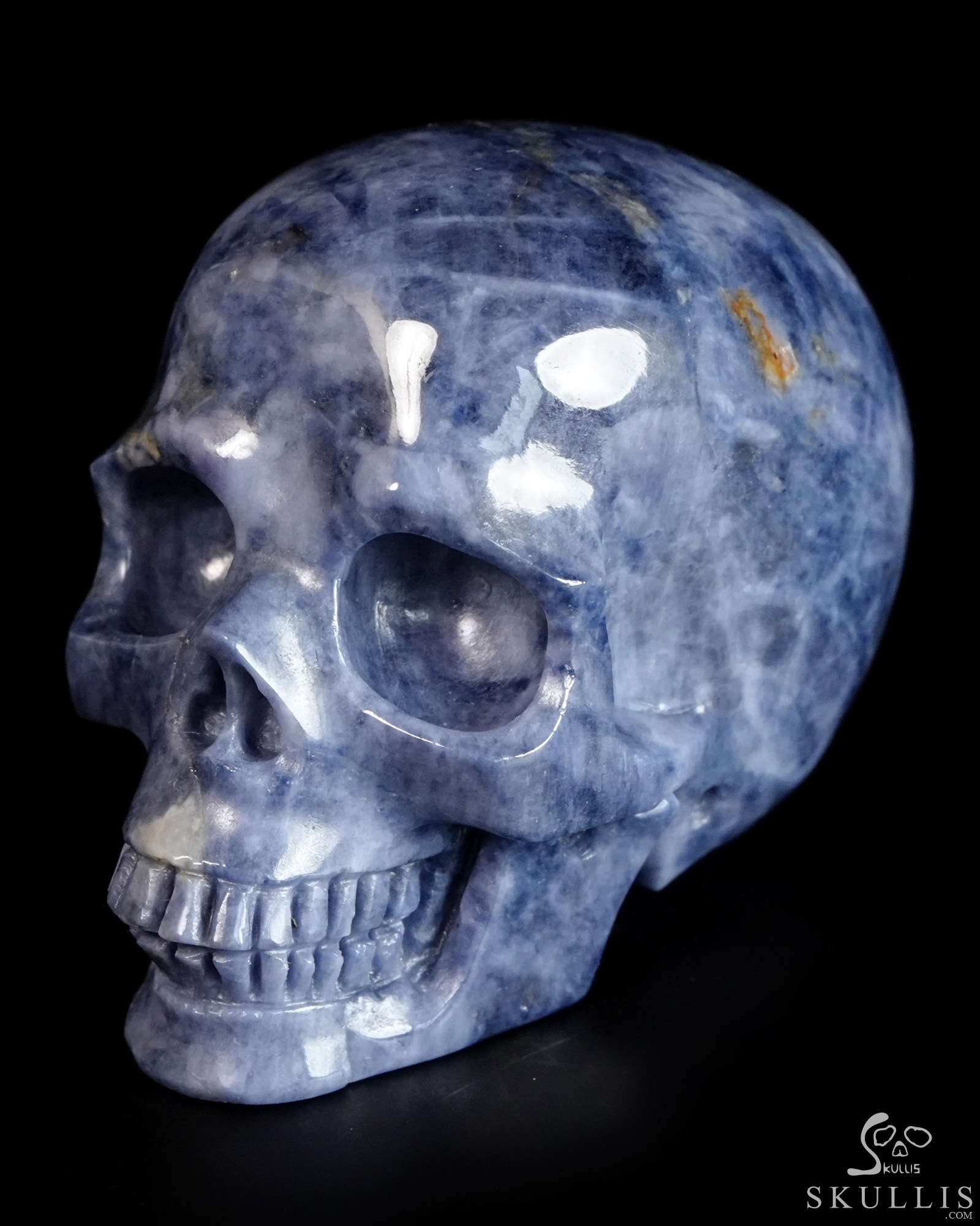 Gemstone 1.7" Sapphire Corundum Hand Carved Crystal Skull, Realistic, Crystal Healing Gemstone 1.7" Sapphire Corundum Hand Carved Crystal Skull, Realistic, Crystal Healing