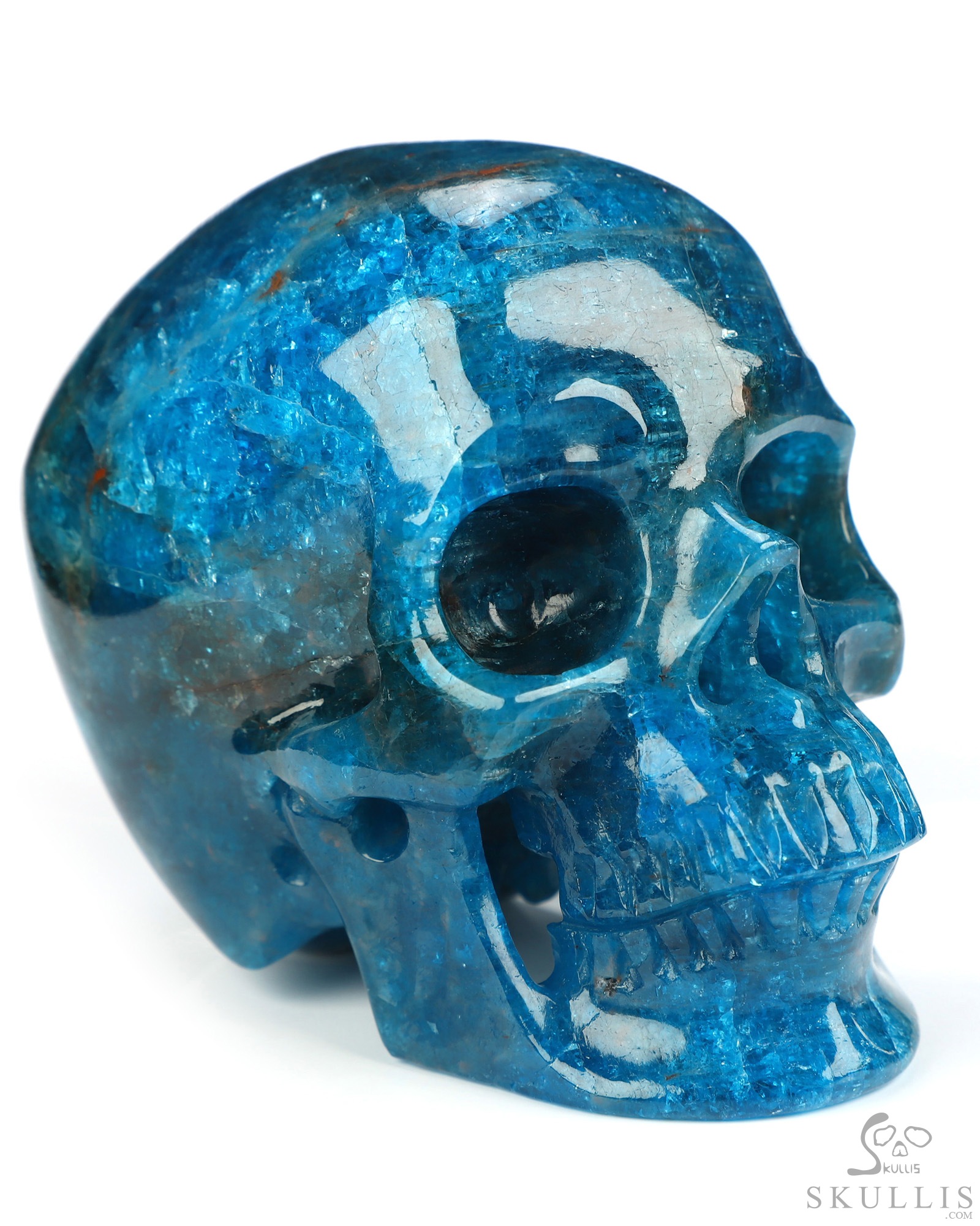 3.3" Blue Apatite Hand Carved Crystal Skull, Super Realistic, Crystal Healing 3.3" Blue Apatite Hand Carved Crystal Skull, Super Realistic, Crystal Healing
