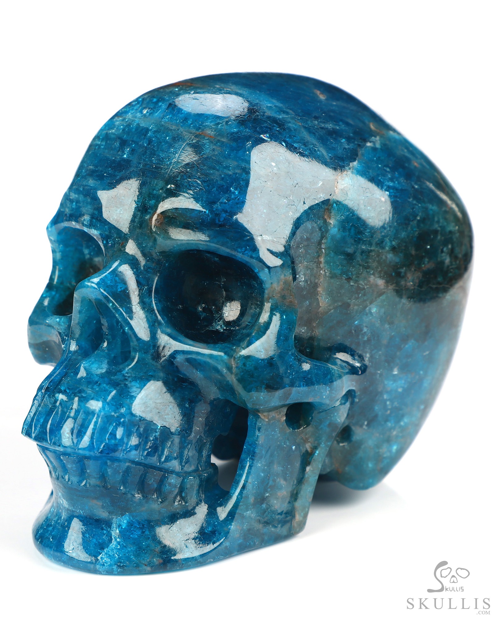 3.3" Blue Apatite Hand Carved Crystal Skull, Super Realistic, Crystal Healing 3.3" Blue Apatite Hand Carved Crystal Skull, Super Realistic, Crystal Healing