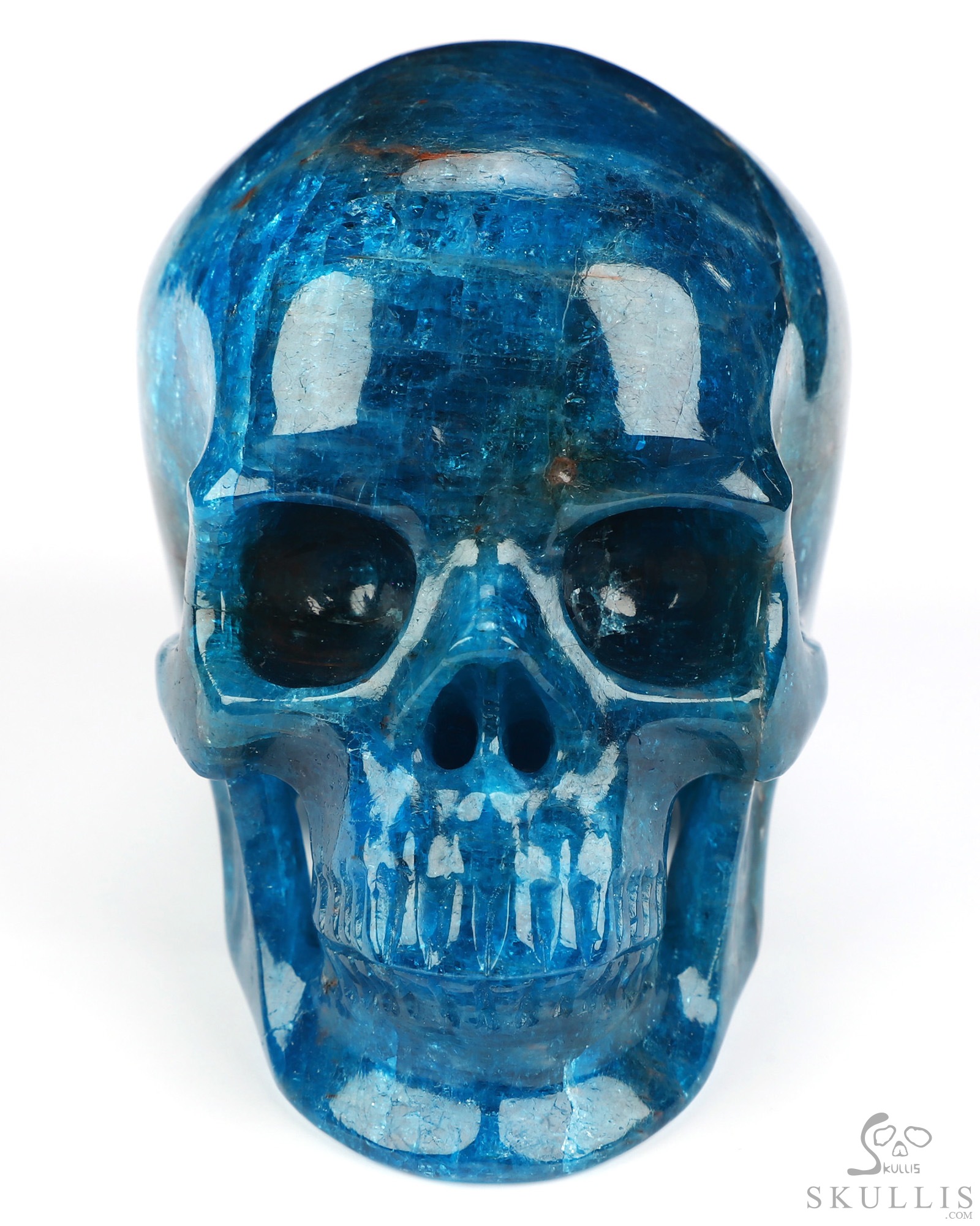 3.3" Blue Apatite Hand Carved Crystal Skull, Super Realistic, Crystal Healing 3.3" Blue Apatite Hand Carved Crystal Skull, Super Realistic, Crystal Healing