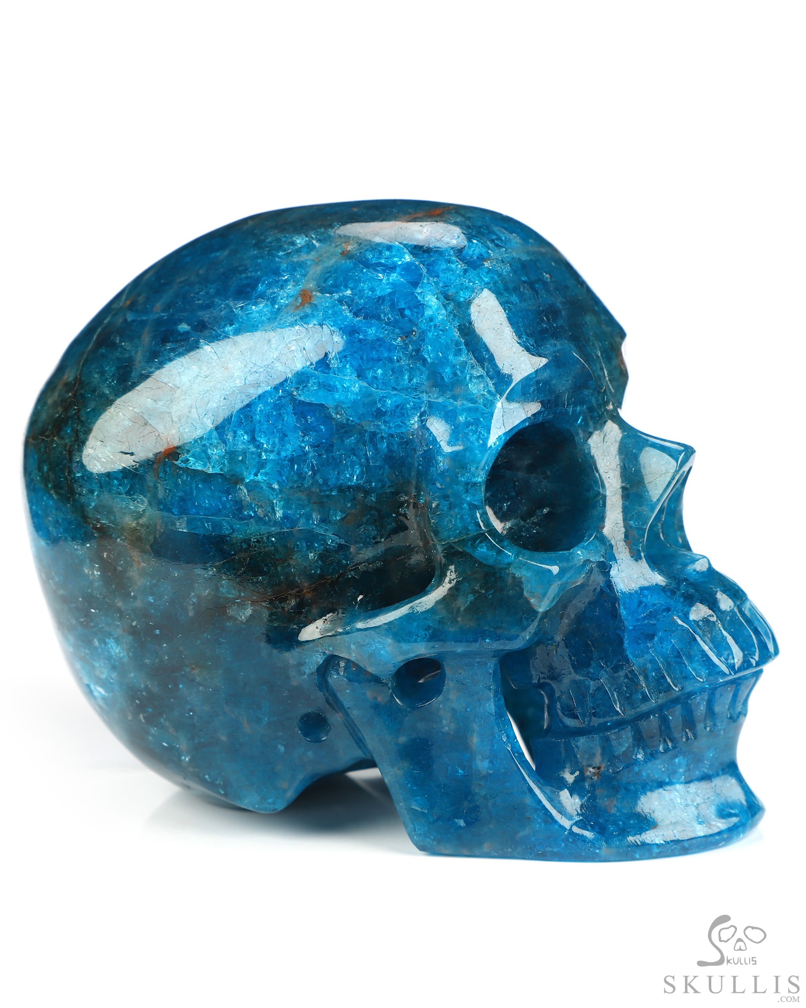 3.3" Blue Apatite Hand Carved Crystal Skull, Super Realistic, Crystal Healing 3.3" Blue Apatite Hand Carved Crystal Skull, Super Realistic, Crystal Healing