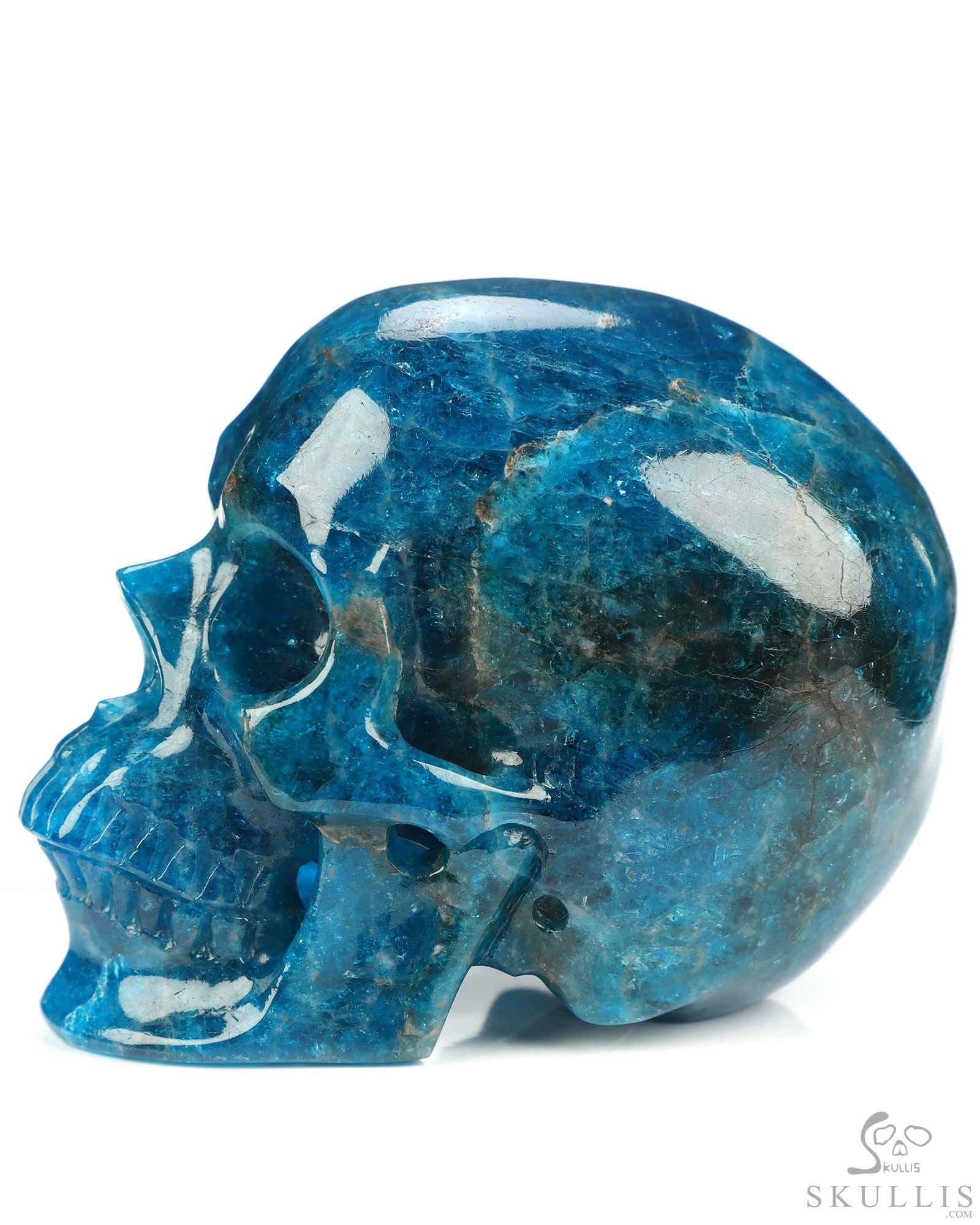 3.3" Blue Apatite Hand Carved Crystal Skull, Super Realistic, Crystal Healing 3.3" Blue Apatite Hand Carved Crystal Skull, Super Realistic, Crystal Healing