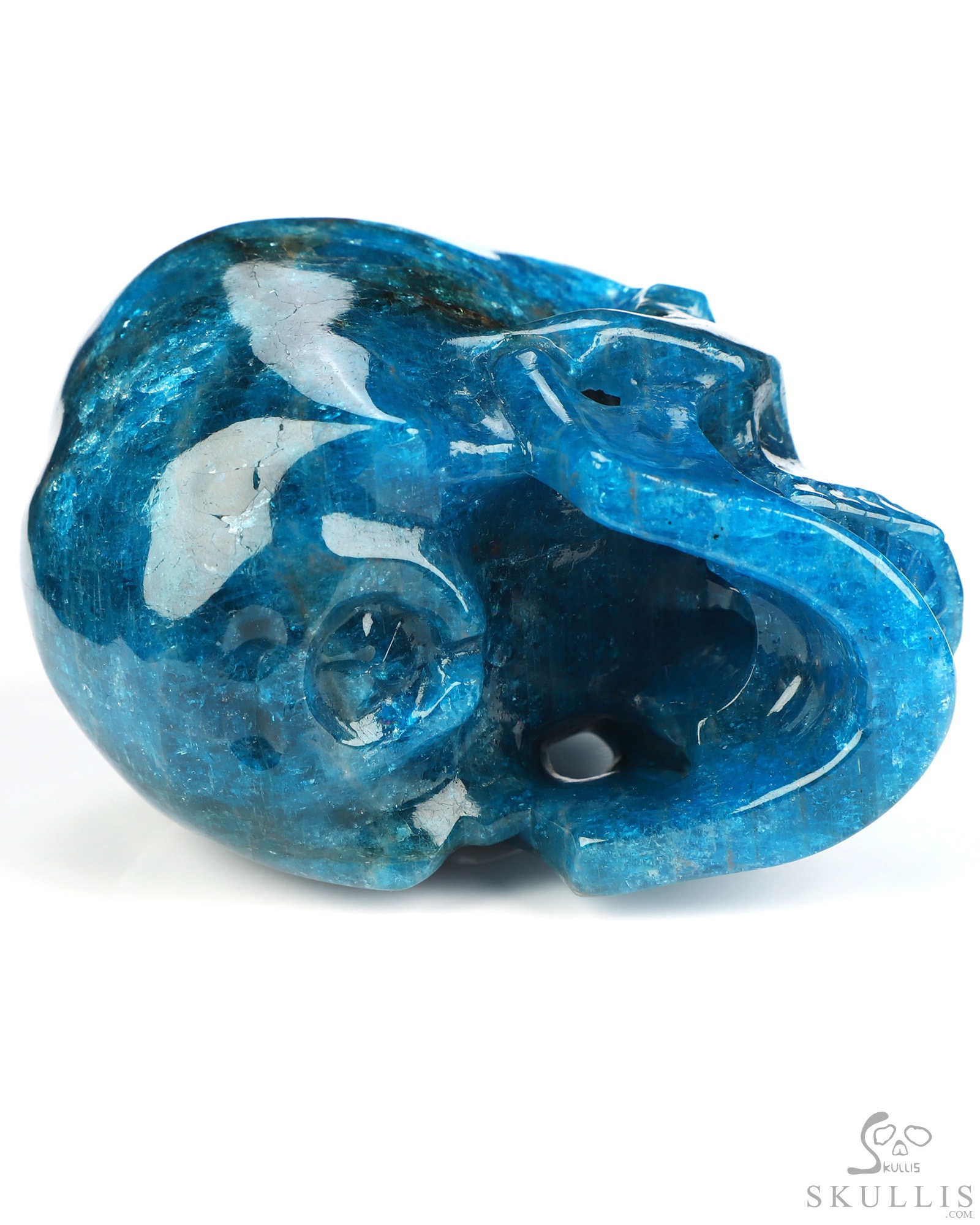 3.3" Blue Apatite Hand Carved Crystal Skull, Super Realistic, Crystal Healing 3.3" Blue Apatite Hand Carved Crystal Skull, Super Realistic, Crystal Healing