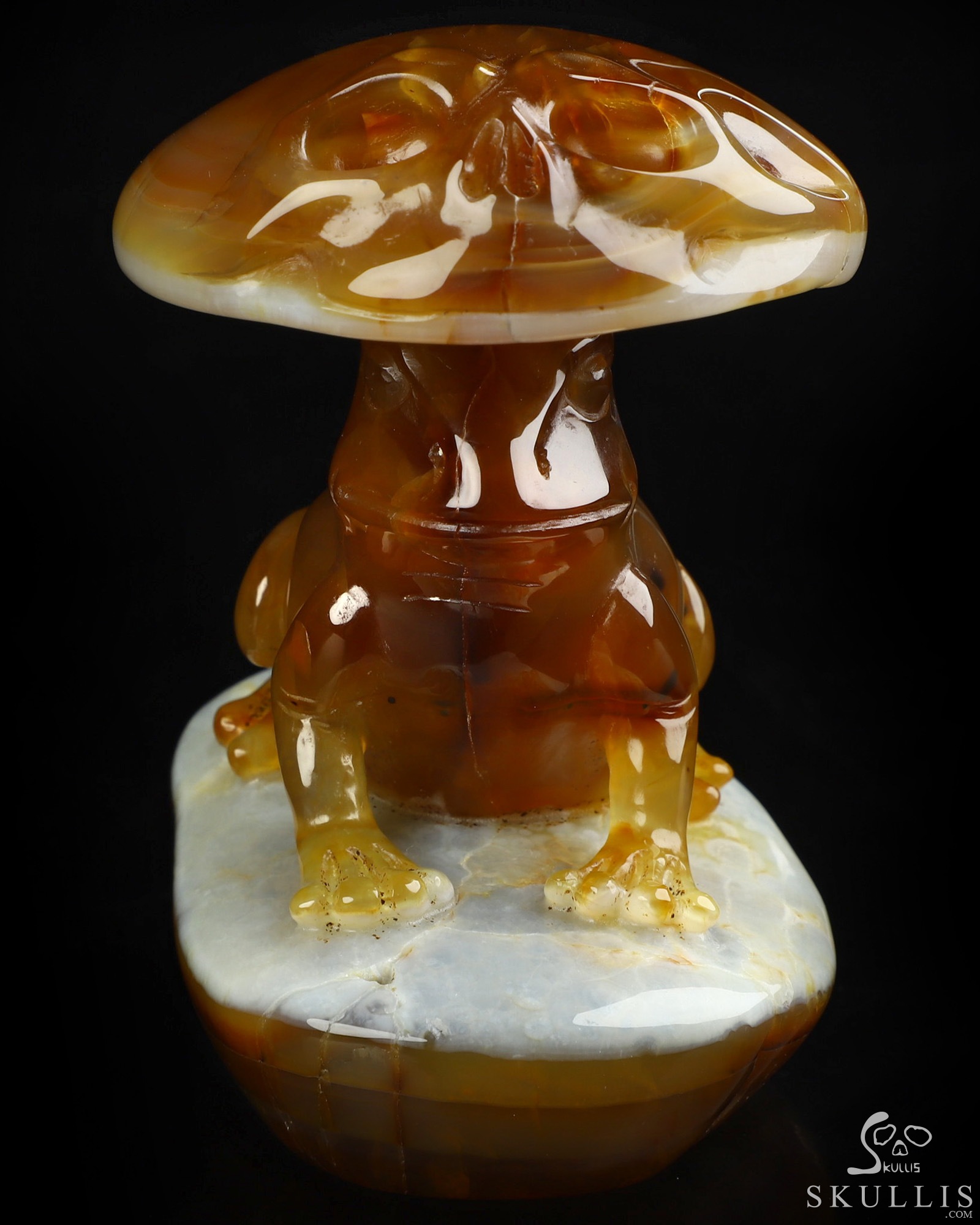3.2" Agate Hand Carved Crystal Skull and Frog Fine Art Sculpture, Crystal Healing 3.2" Agate Hand Carved Crystal Skull and Frog Fine Art Sculpture, Crystal Healing