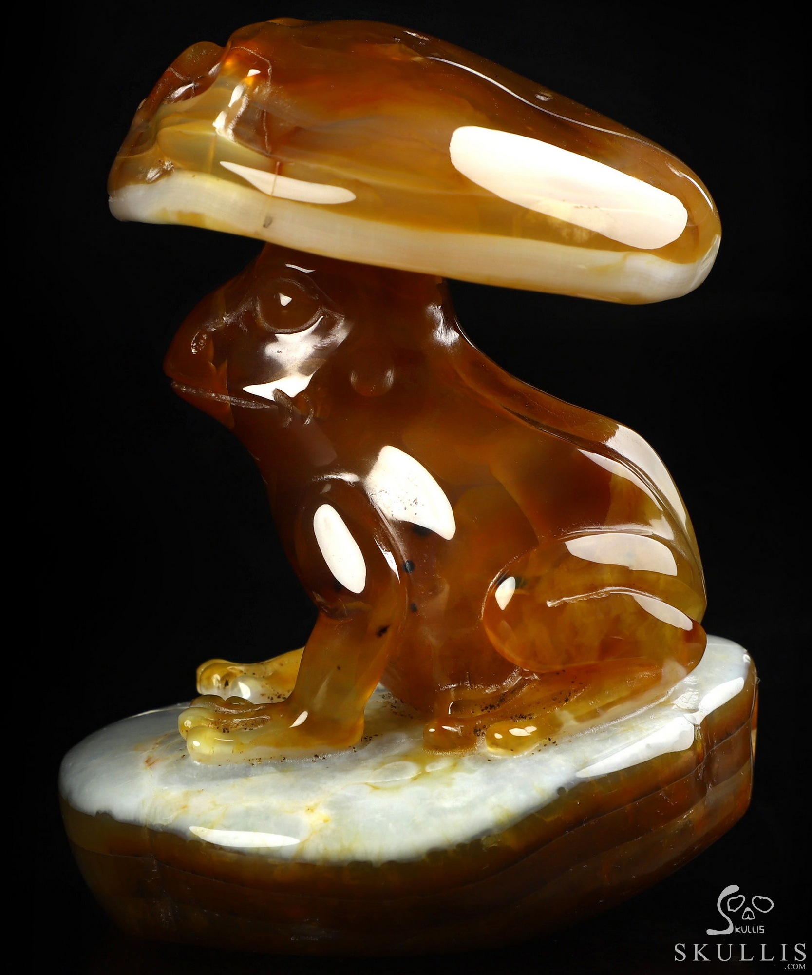 3.2" Agate Hand Carved Crystal Skull and Frog Fine Art Sculpture, Crystal Healing 3.2" Agate Hand Carved Crystal Skull and Frog Fine Art Sculpture, Crystal Healing