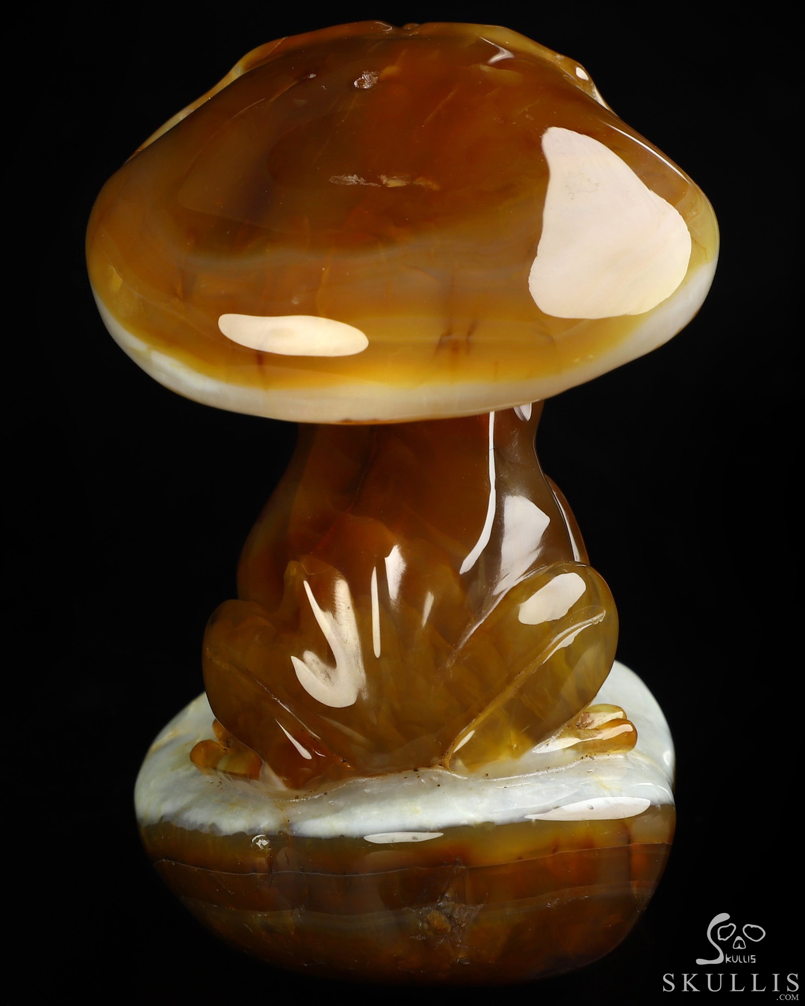 3.2" Agate Hand Carved Crystal Skull and Frog Fine Art Sculpture, Crystal Healing 3.2" Agate Hand Carved Crystal Skull and Frog Fine Art Sculpture, Crystal Healing