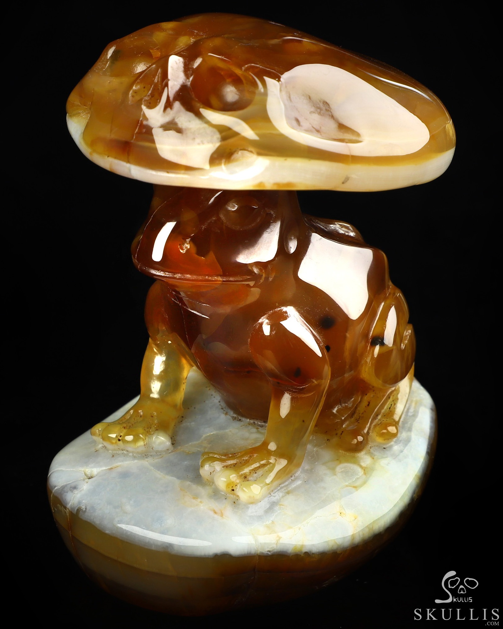 3.2" Agate Hand Carved Crystal Skull and Frog Fine Art Sculpture, Crystal Healing 3.2" Agate Hand Carved Crystal Skull and Frog Fine Art Sculpture, Crystal Healing