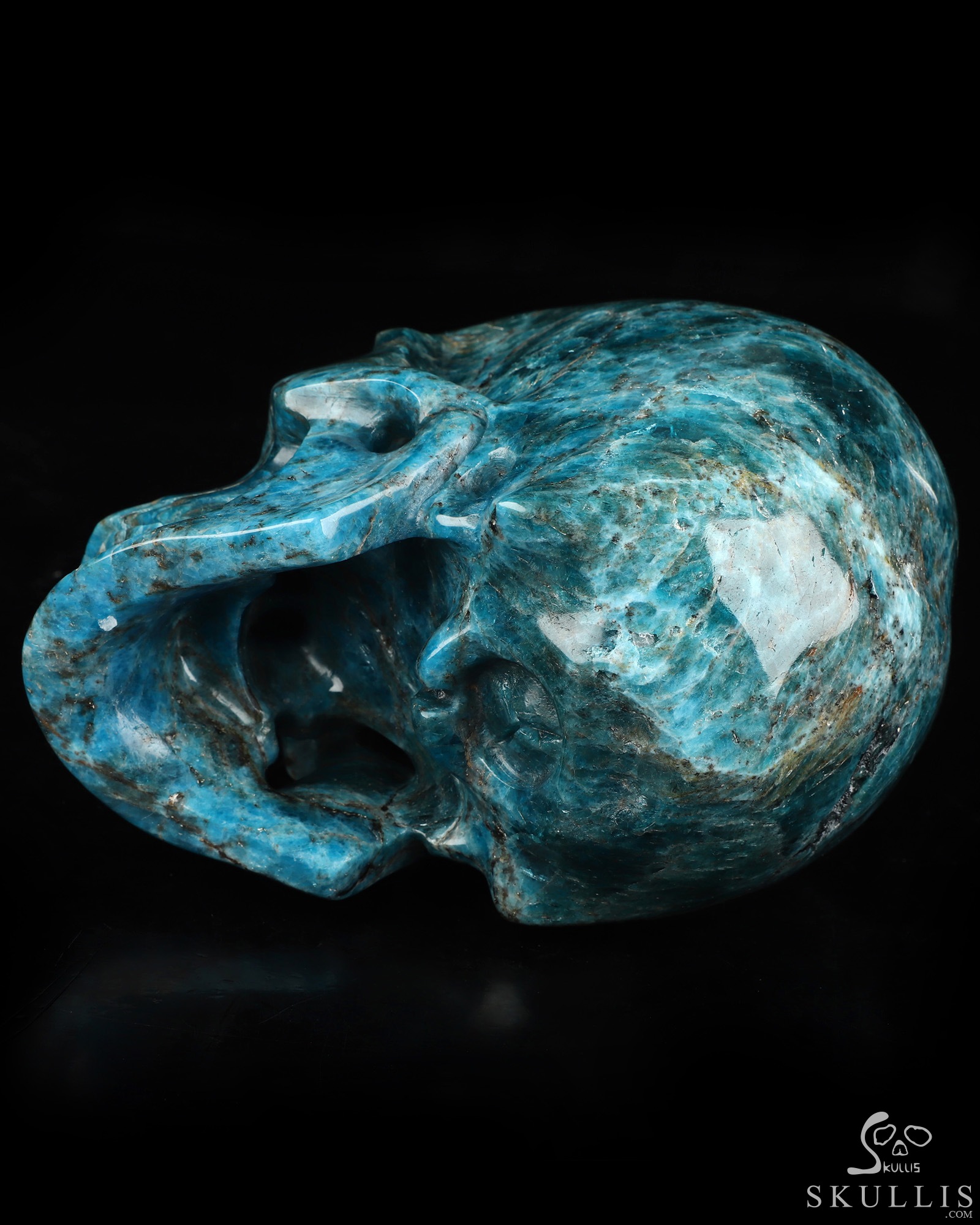 Lifesized 5.9" Blue Apatite Hand Carved Crystal Skull, Super Realistic, Crystal Healing Lifesized 5.9" Blue Apatite Hand Carved Crystal Skull, Super Realistic, Crystal Healing