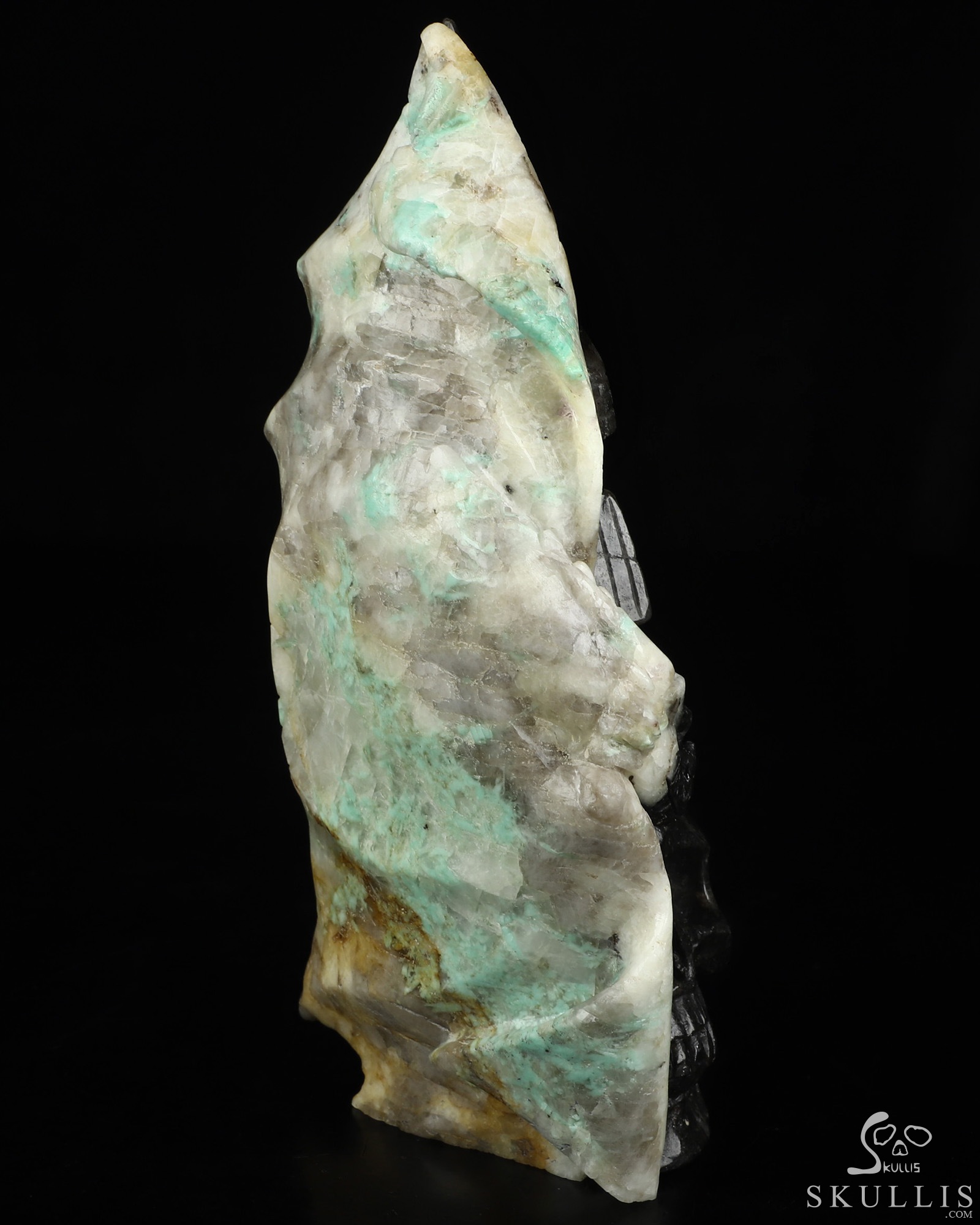 7.9" Emerald Hand Carved Crystal Skull Fine Art Sculpture, Crystal Healing 7.9" Emerald Hand Carved Crystal Skull Fine Art Sculpture, Crystal Healing