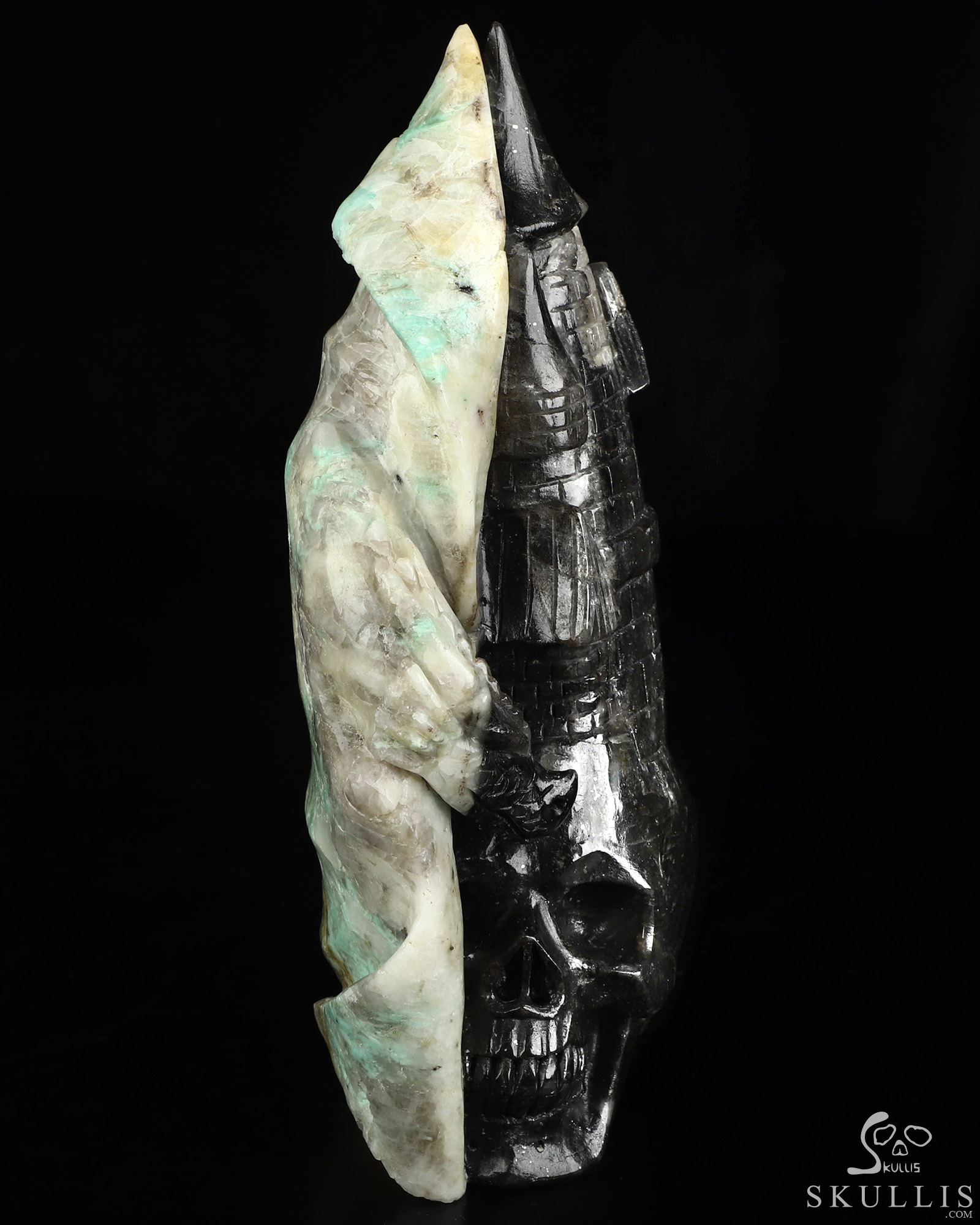 7.9" Emerald Hand Carved Crystal Skull Fine Art Sculpture, Crystal Healing 7.9" Emerald Hand Carved Crystal Skull Fine Art Sculpture, Crystal Healing