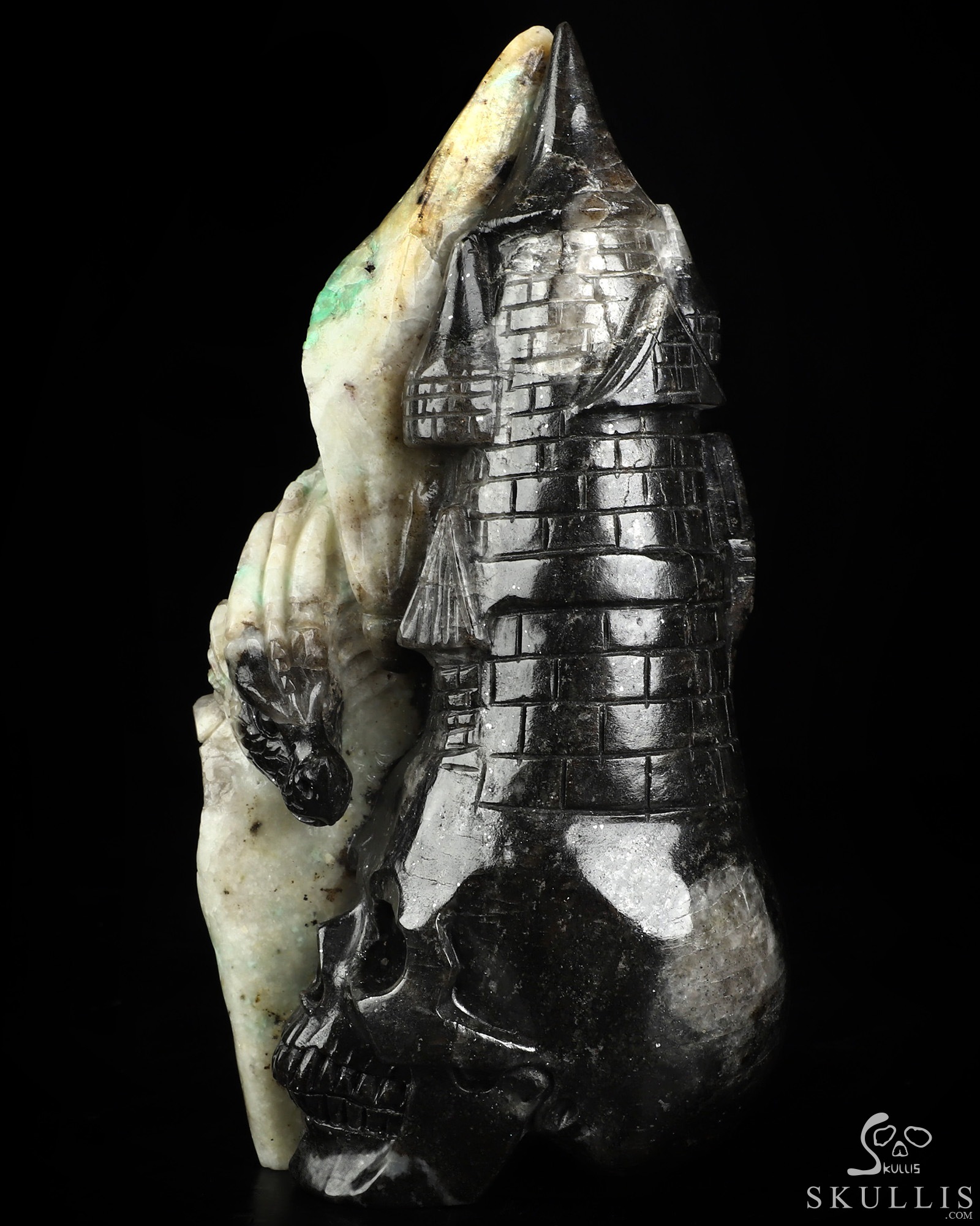 7.9" Emerald Hand Carved Crystal Skull Fine Art Sculpture, Crystal Healing 7.9" Emerald Hand Carved Crystal Skull Fine Art Sculpture, Crystal Healing
