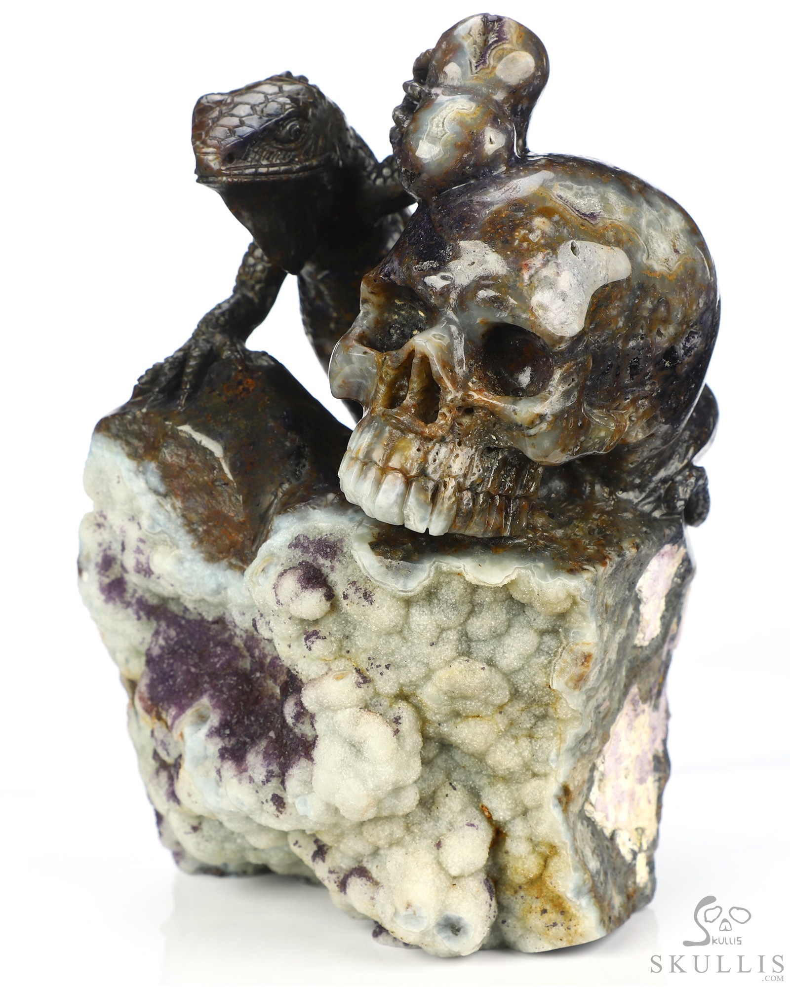 Aug 1, 2026 ACSAD (A Crystal Skull a Day) - Watcher of the Deep - 5.3" Carved Fluorite Lizard And Crystal Skull Fine Art Sculpture, Crystal Healing Aug 1, 2026 ACSAD (A Crystal Skull a Day) - Watcher of the Deep - 5.3" Carved Fluorite Lizard And Crystal Skull Fine Art Sculpture, Crystal Healing