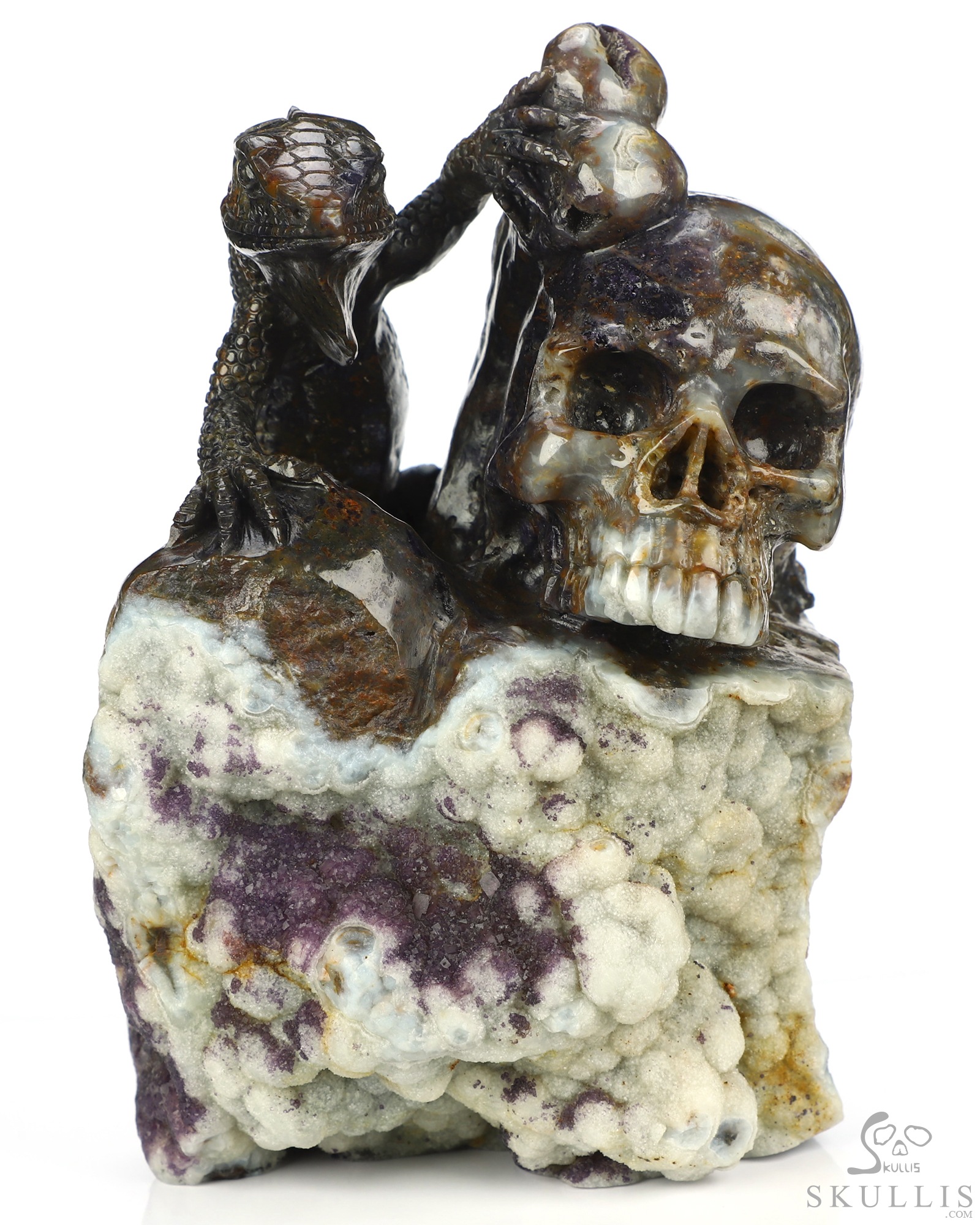 Aug 1, 2026 ACSAD (A Crystal Skull a Day) - Watcher of the Deep - 5.3" Carved Fluorite Lizard And Crystal Skull Fine Art Sculpture, Crystal Healing Aug 1, 2026 ACSAD (A Crystal Skull a Day) - Watcher of the Deep - 5.3" Carved Fluorite Lizard And Crystal Skull Fine Art Sculpture, Crystal Healing
