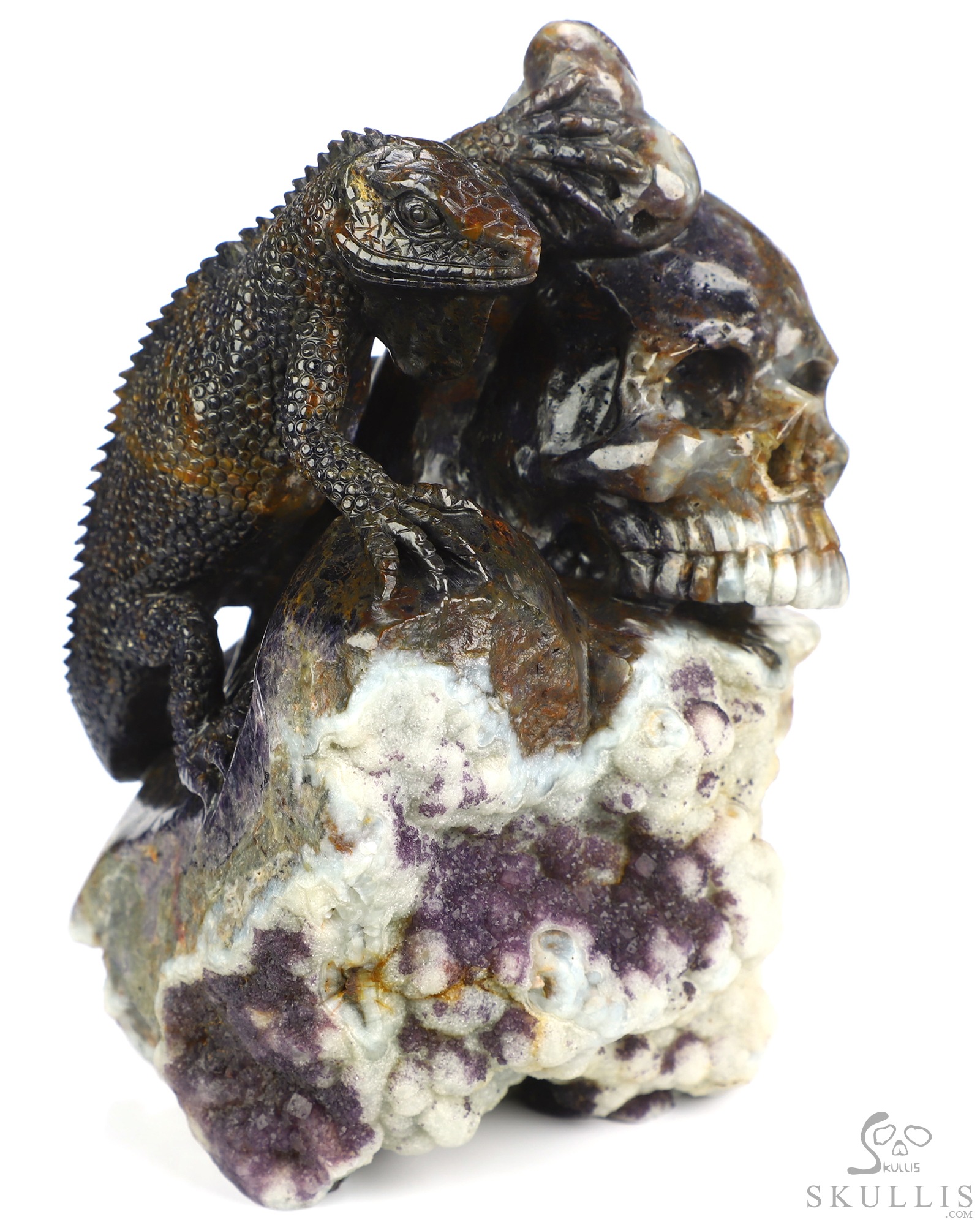 Aug 1, 2026 ACSAD (A Crystal Skull a Day) - Watcher of the Deep - 5.3" Carved Fluorite Lizard And Crystal Skull Fine Art Sculpture, Crystal Healing Aug 1, 2026 ACSAD (A Crystal Skull a Day) - Watcher of the Deep - 5.3" Carved Fluorite Lizard And Crystal Skull Fine Art Sculpture, Crystal Healing