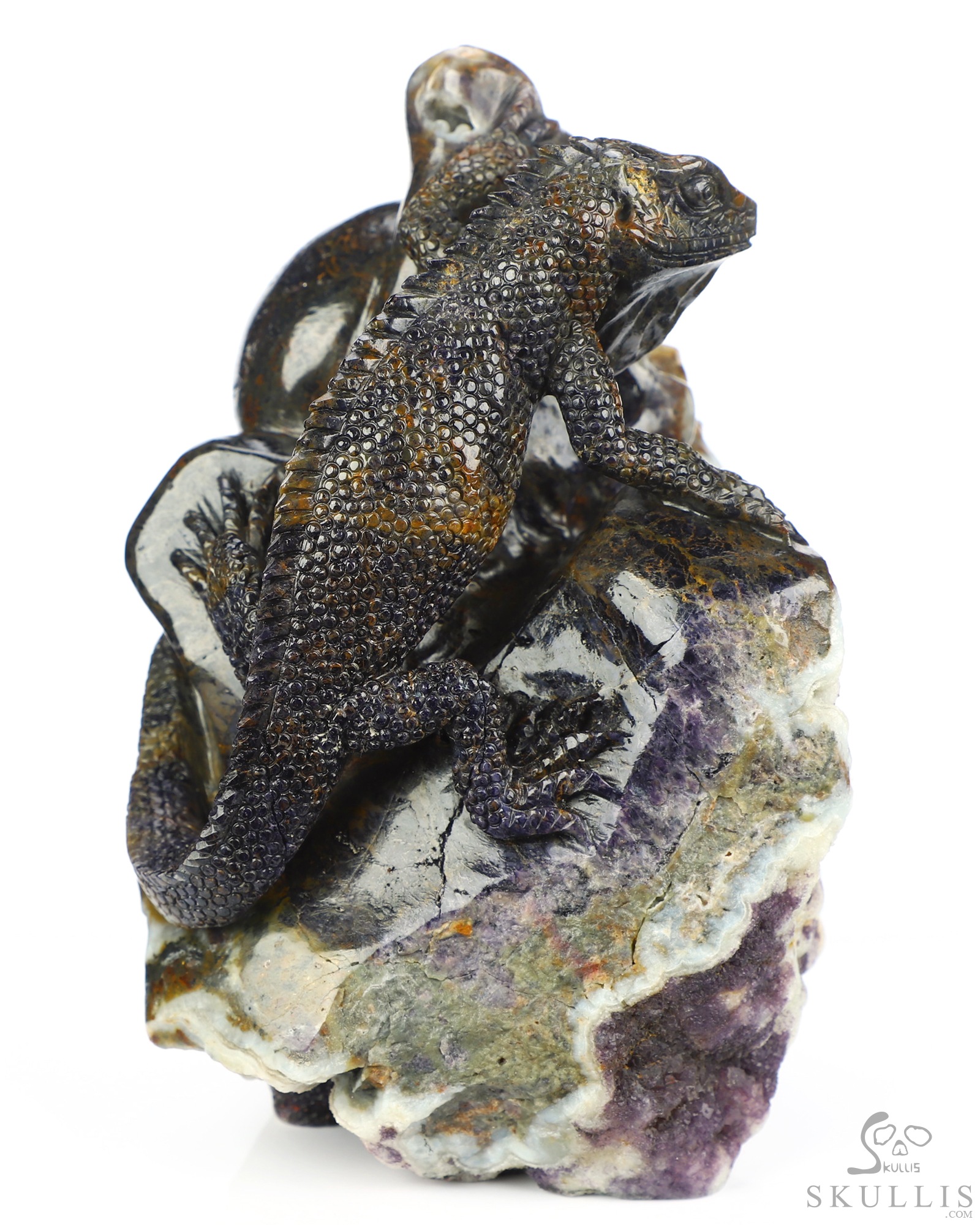 Aug 1, 2026 ACSAD (A Crystal Skull a Day) - Watcher of the Deep - 5.3" Carved Fluorite Lizard And Crystal Skull Fine Art Sculpture, Crystal Healing Aug 1, 2026 ACSAD (A Crystal Skull a Day) - Watcher of the Deep - 5.3" Carved Fluorite Lizard And Crystal Skull Fine Art Sculpture, Crystal Healing