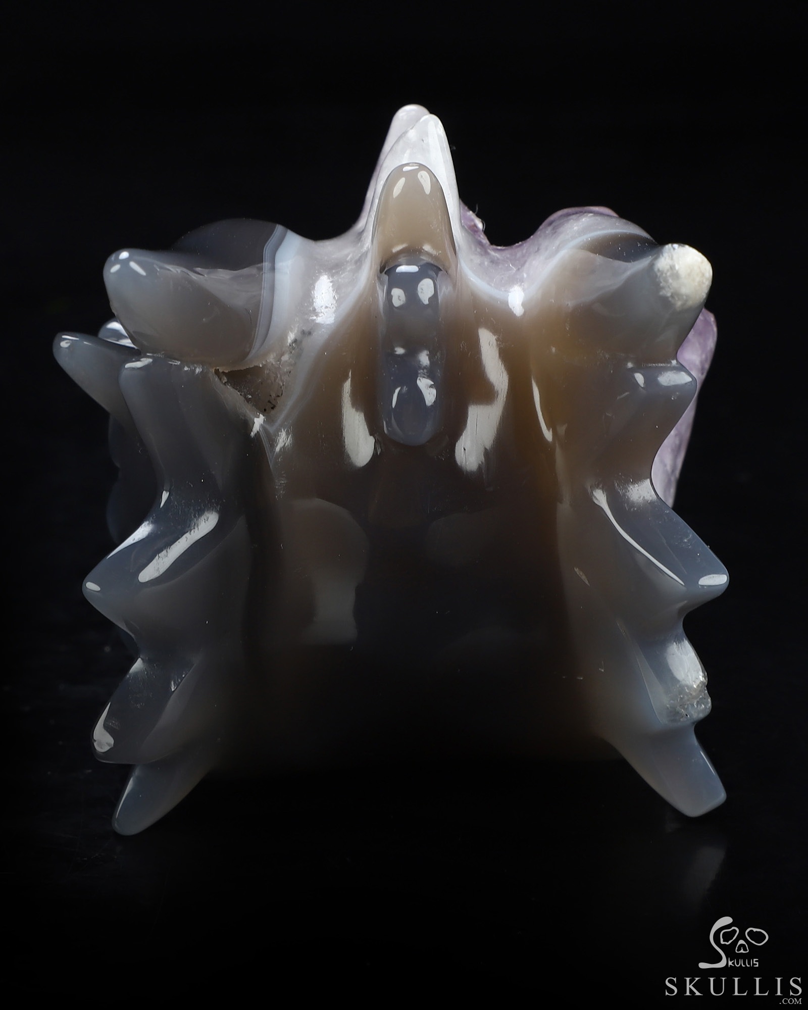 5.0" Agate Amethyst Druse Hand Carved Crystal Dragon Head Skull Sculpture, Crystal Healing 5.0" Agate Amethyst Druse Hand Carved Crystal Dragon Head Skull Sculpture, Crystal Healing