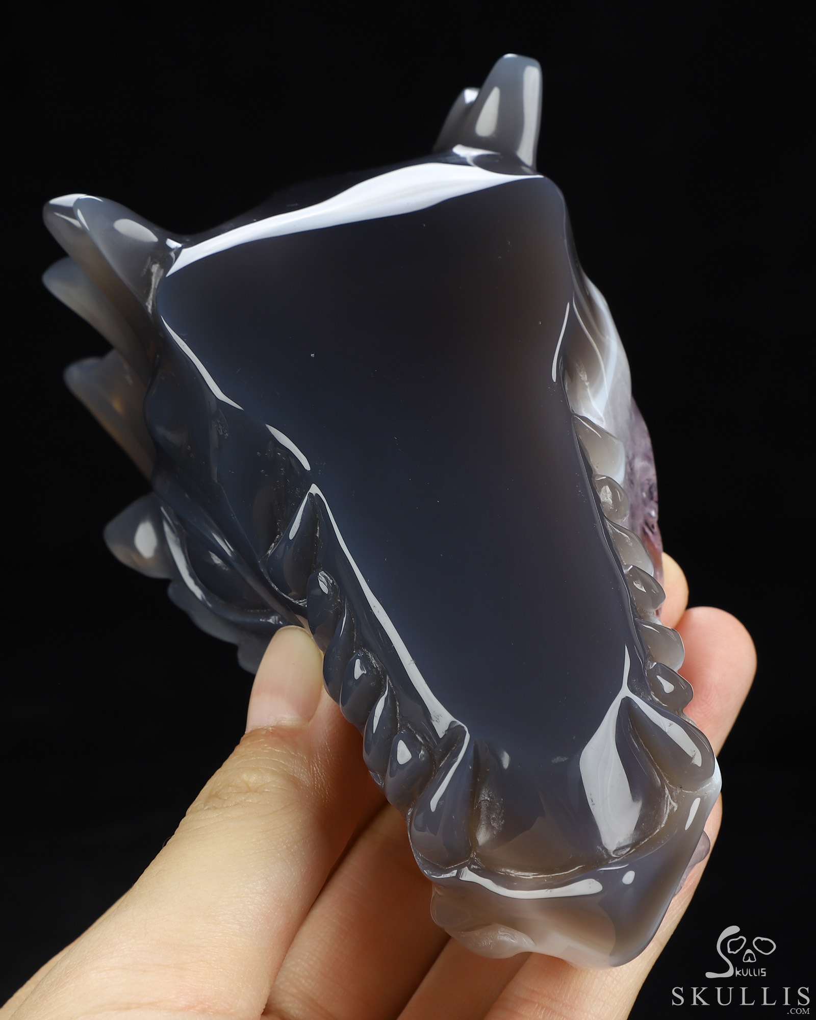 5.0" Agate Amethyst Druse Hand Carved Crystal Dragon Head Skull Sculpture, Crystal Healing 5.0" Agate Amethyst Druse Hand Carved Crystal Dragon Head Skull Sculpture, Crystal Healing